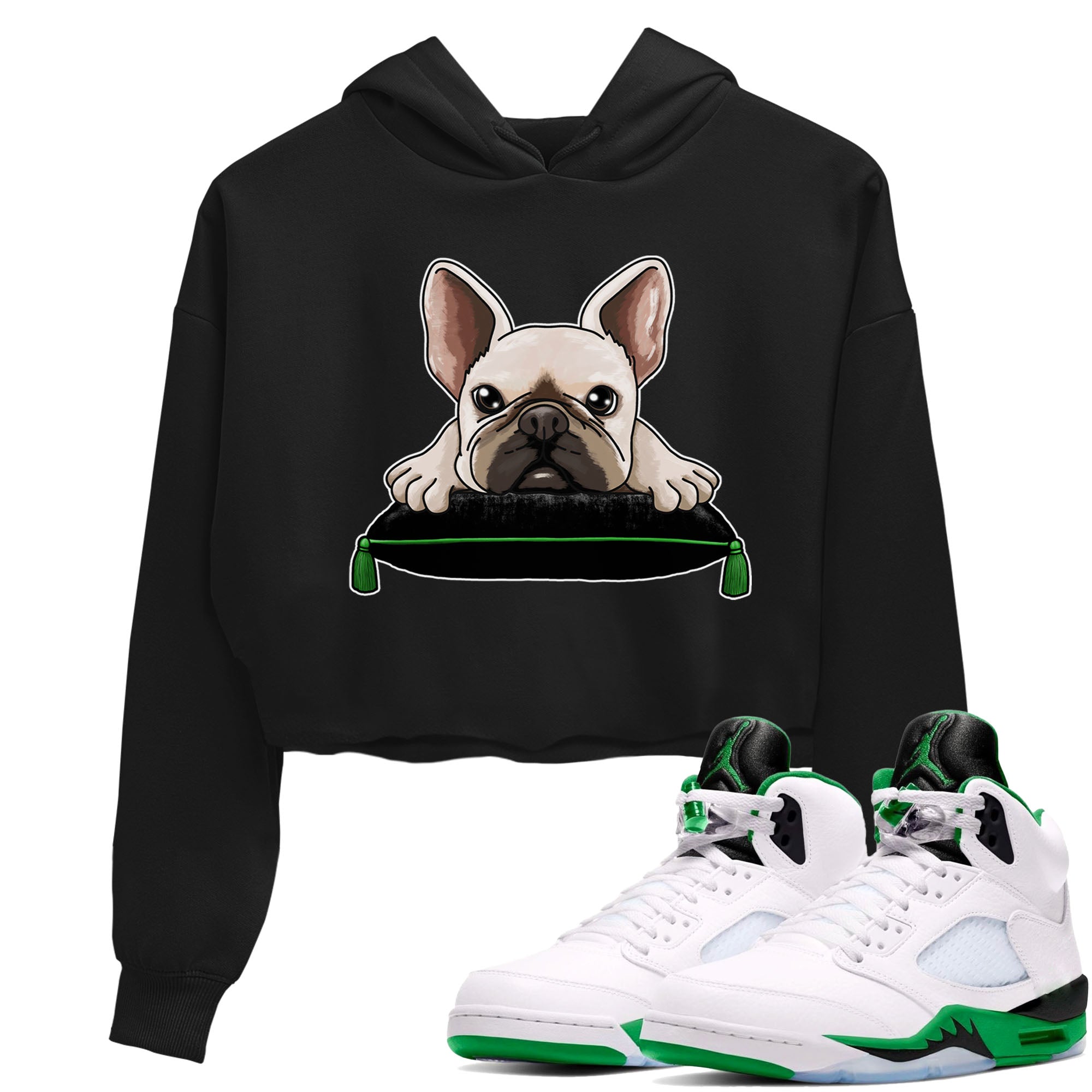 French Bulldog snkmatch Women's Top - Air Jordan 5 Lucky Green