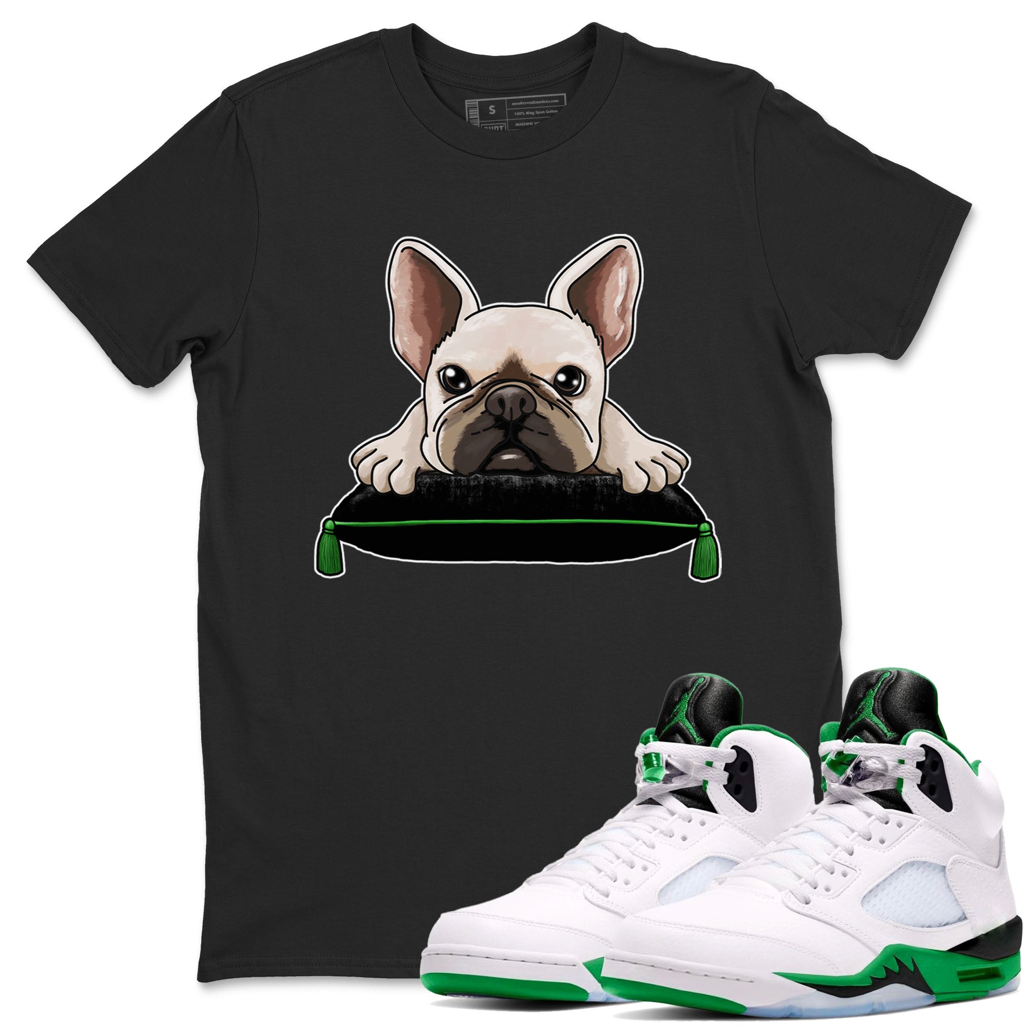 French Bulldog snkmatch Tees - Air Jordan 5 Lucky Green