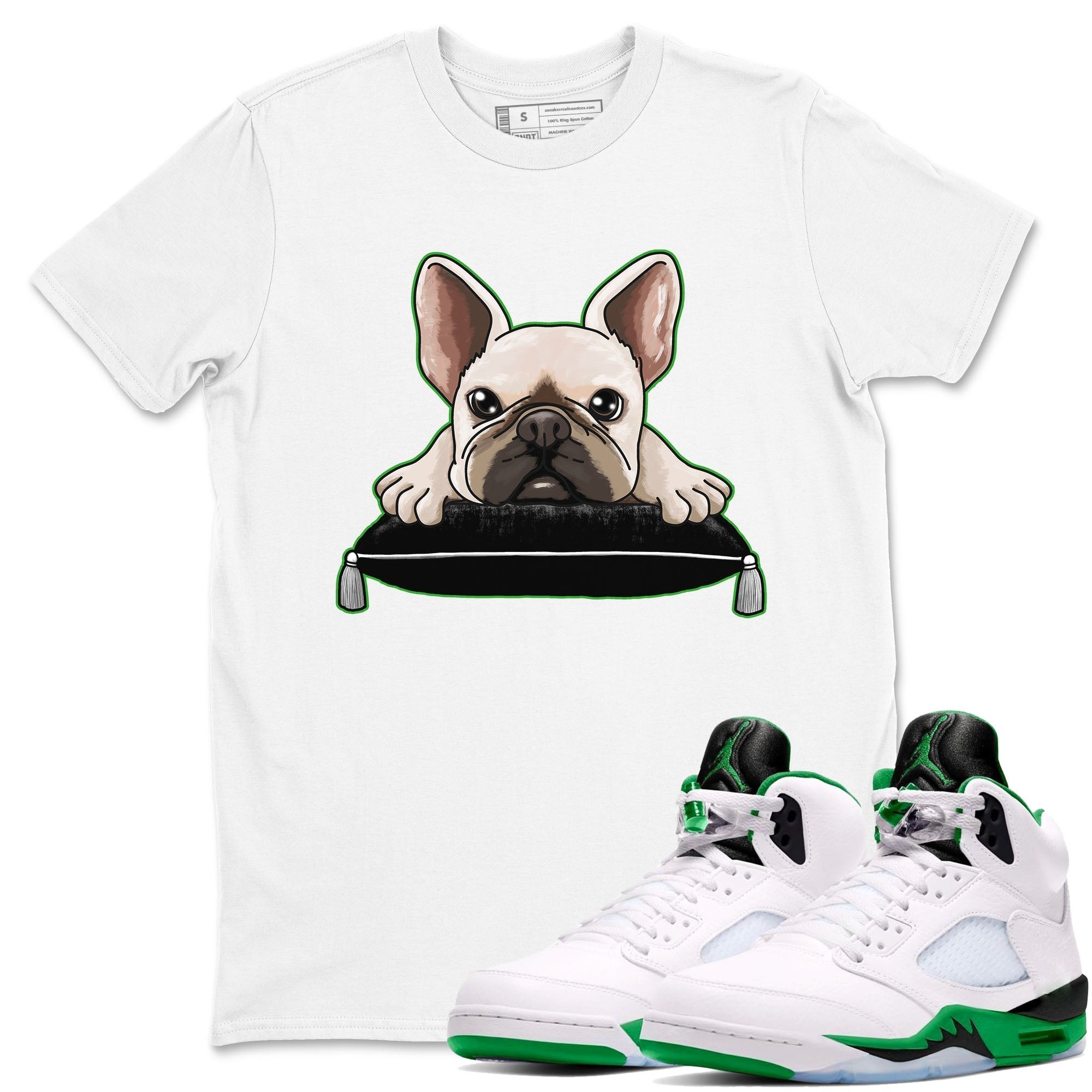 French Bulldog snkmatch Tees - Air Jordan 5 Lucky Green