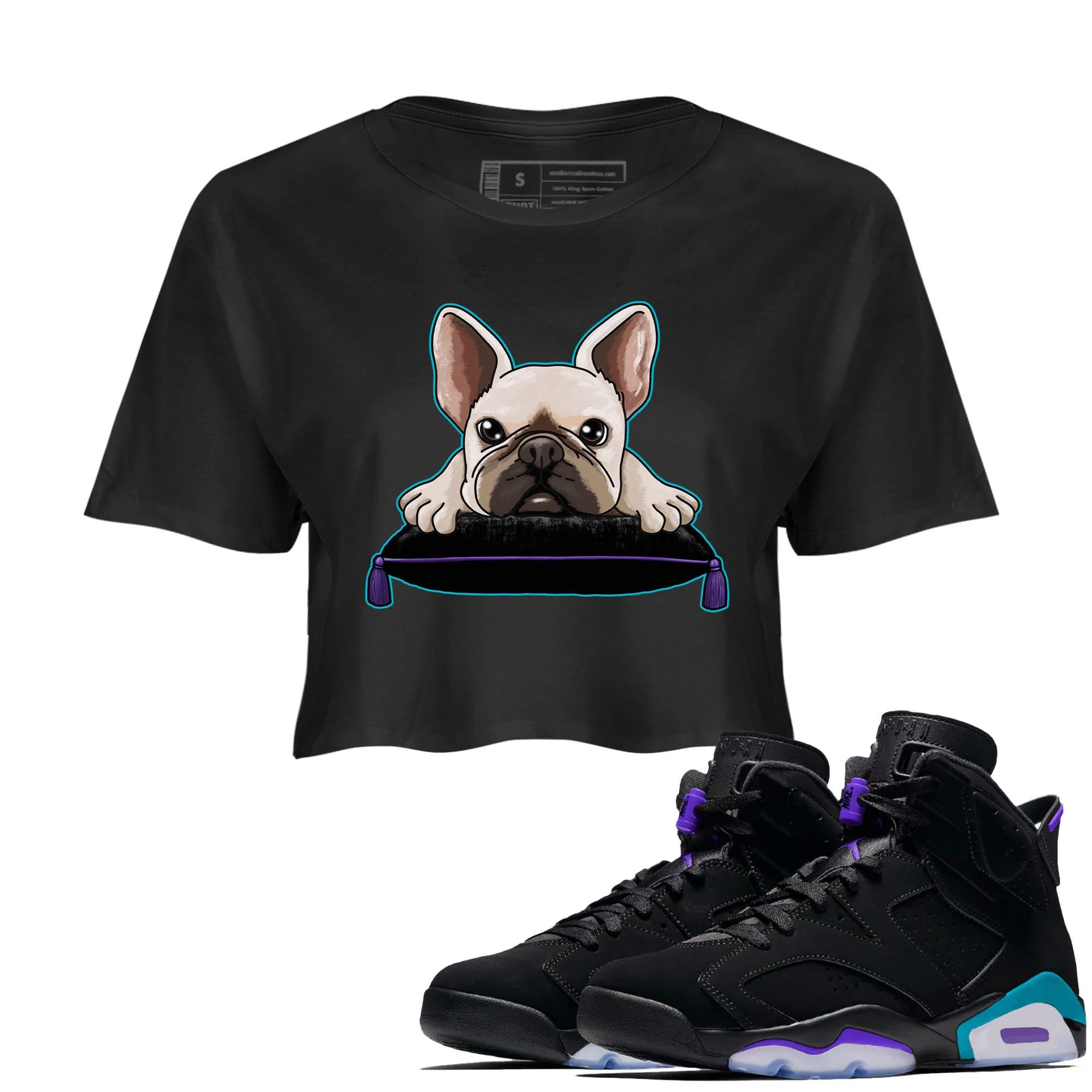 French Bulldog snkmatch Women's Top - Air Jordan 6 Aqua