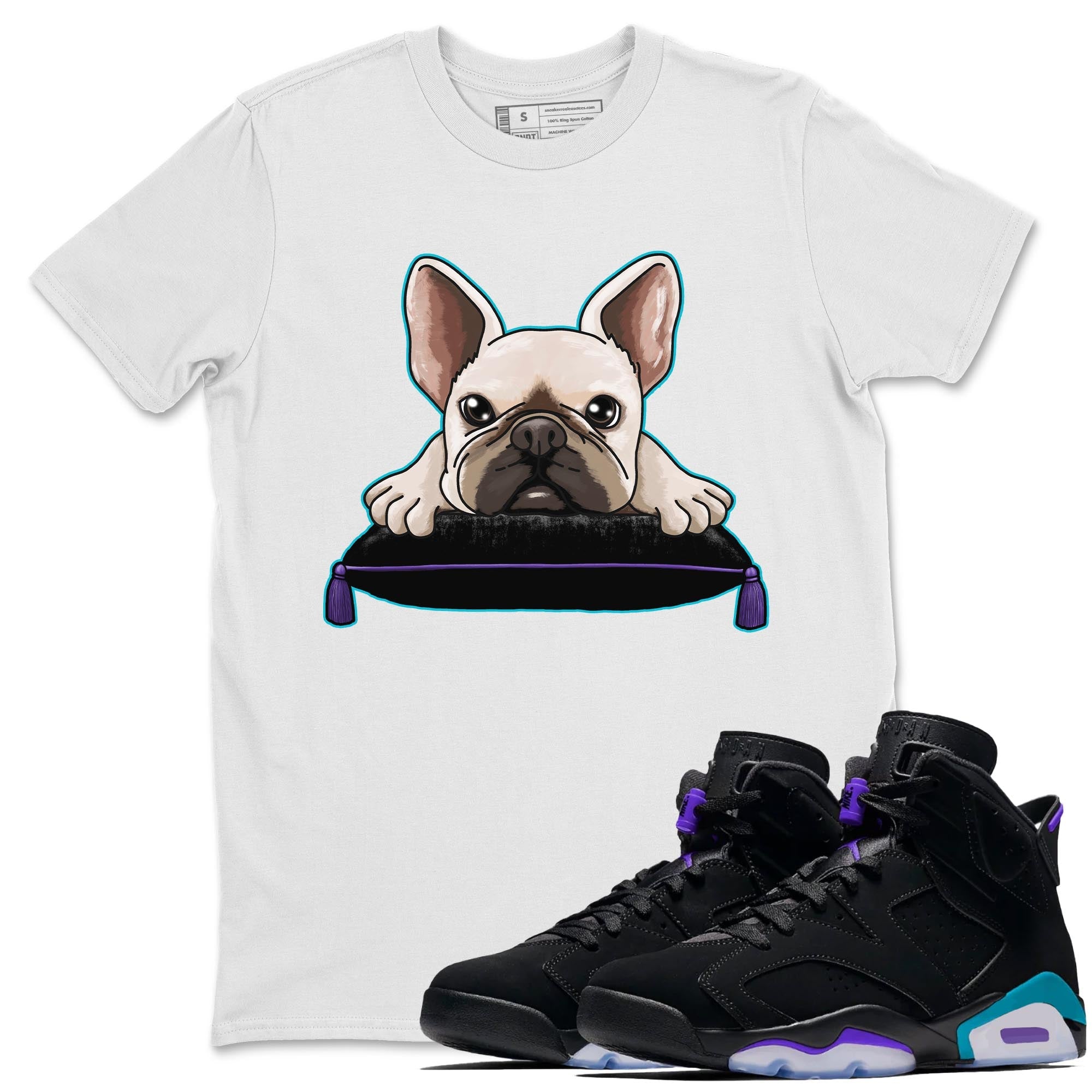 French Bulldog snkmatch Tee - Air Jordan 6 Aqua