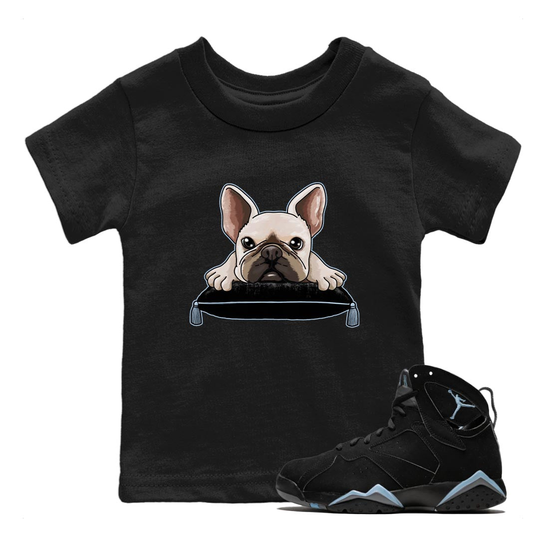 French Bulldog snkmatch Tee Kids - Air Jordan 7 Chambray