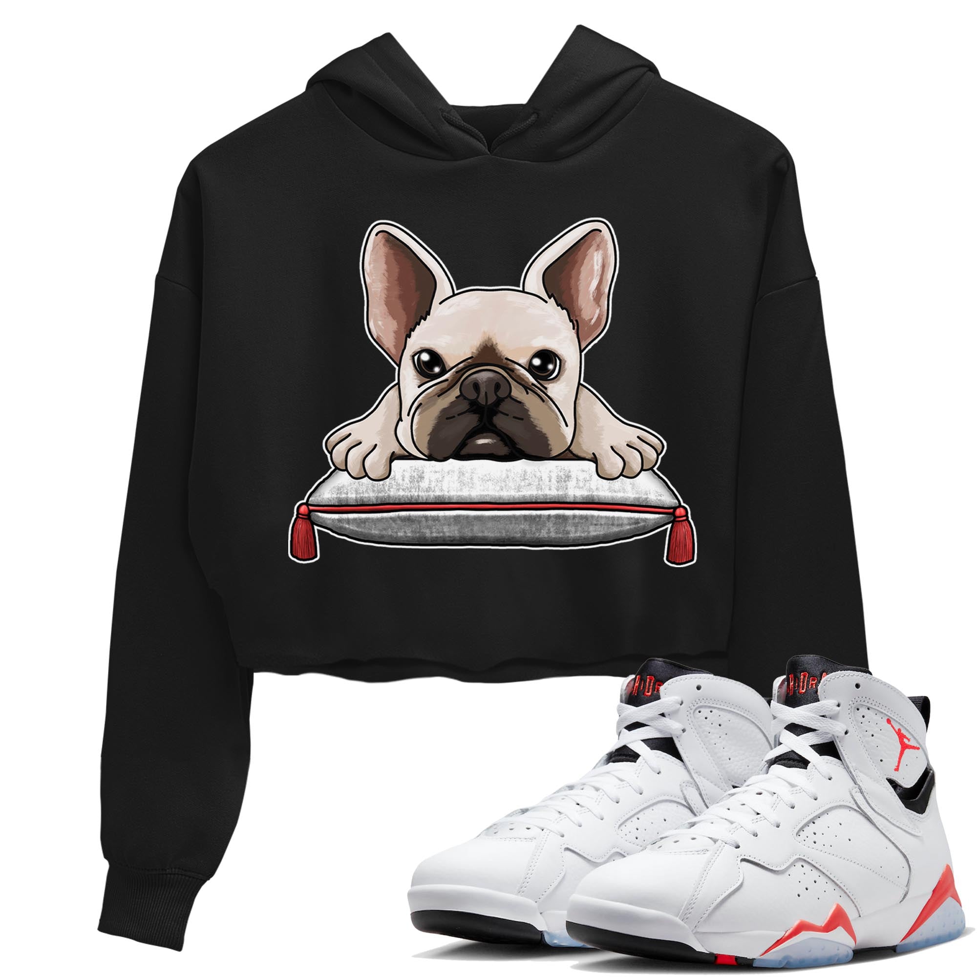 French Bulldog snkmatch Women's Top - Air Jordan 7 White Infrared