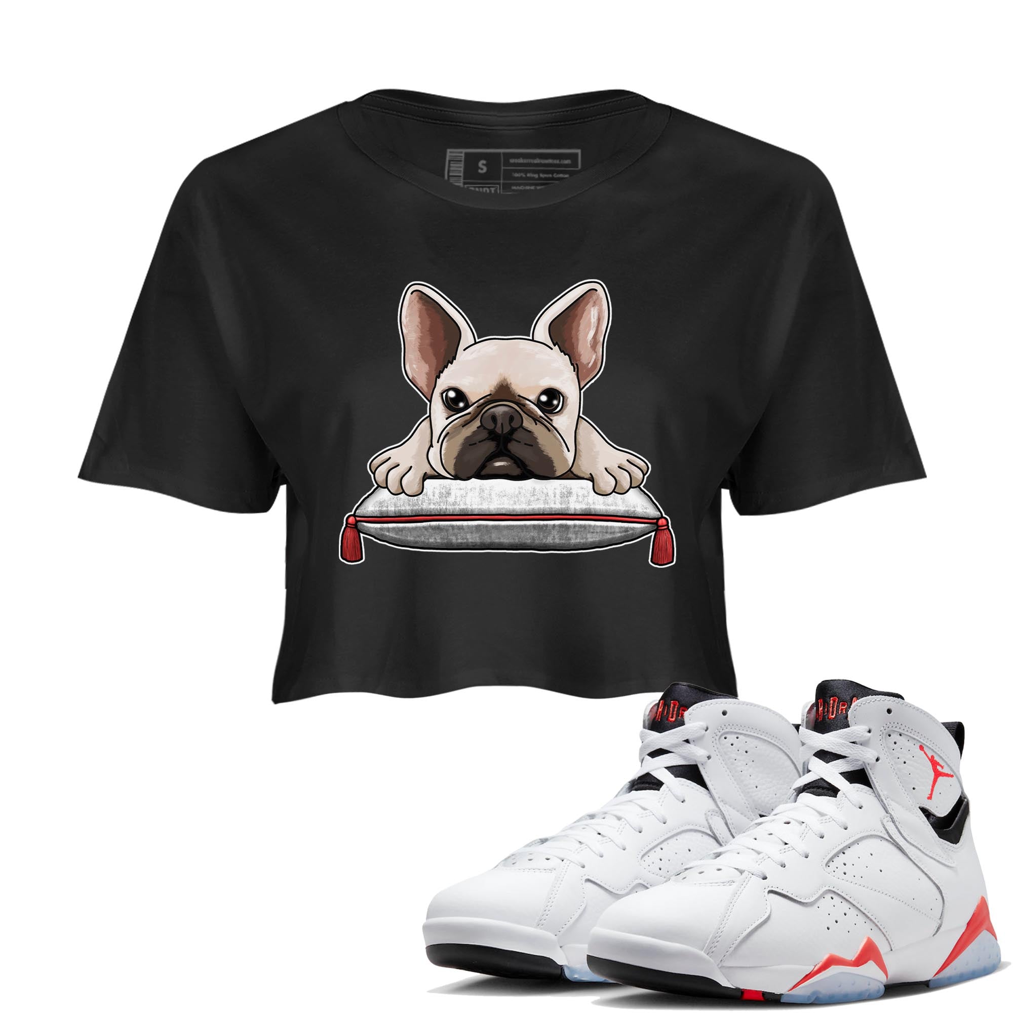 French Bulldog snkmatch Women's Top - Air Jordan 7 White Infrared