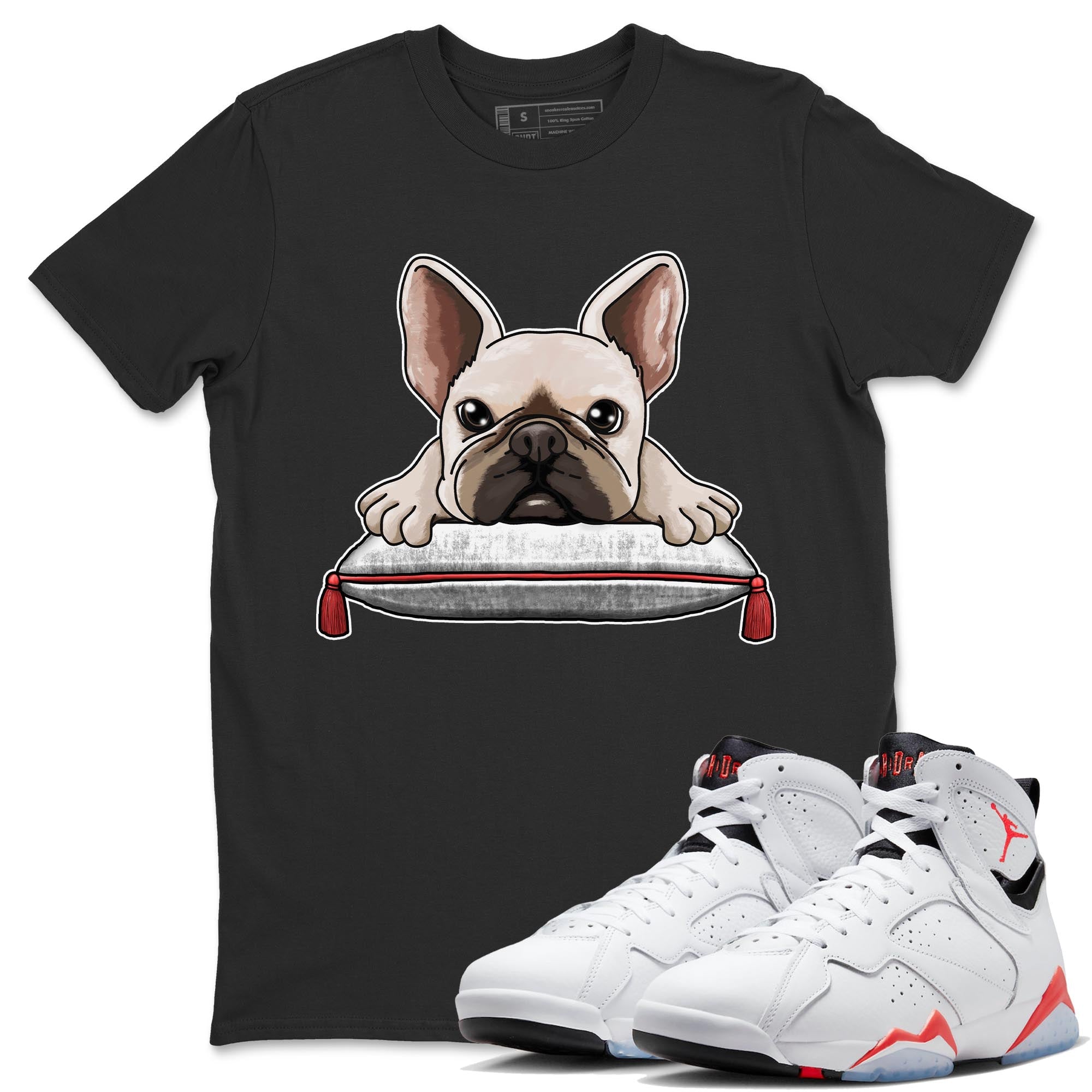 French Bulldog snkmatch Tee - Air Jordan 7 White Infrared