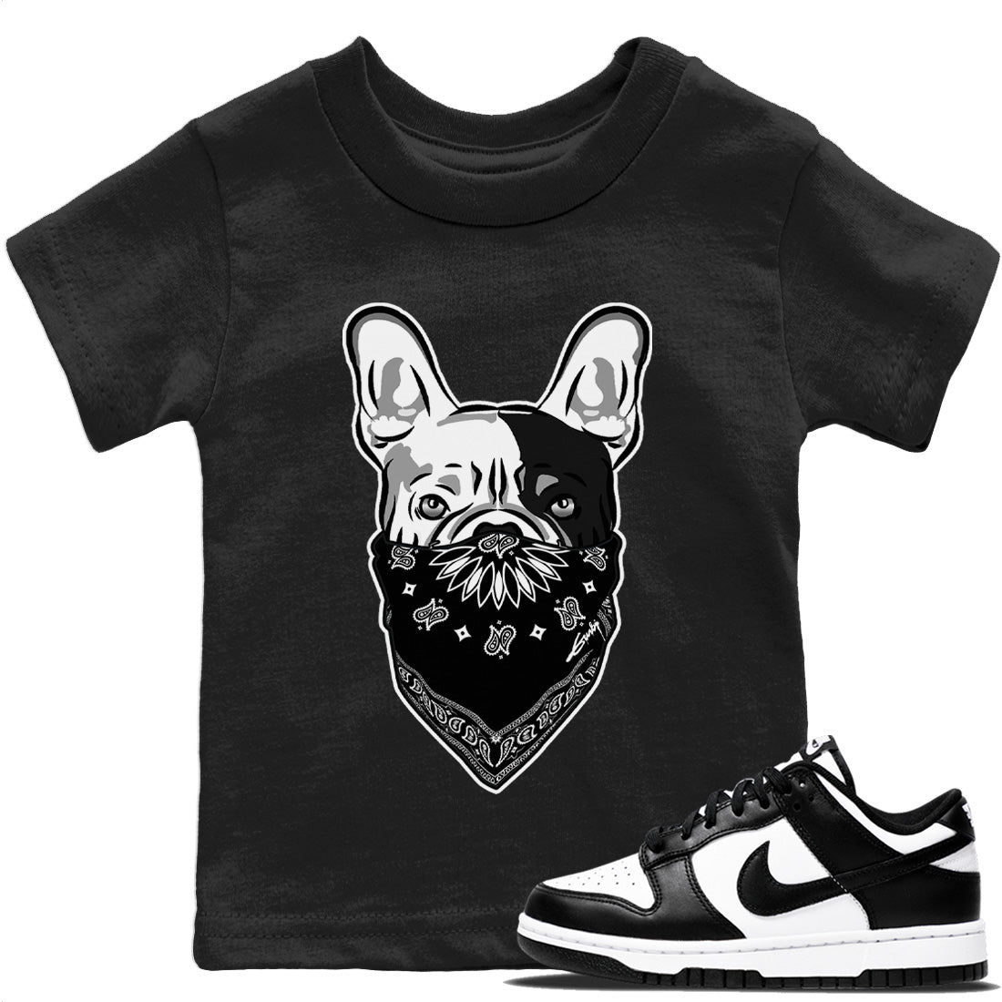 French Bulldog Bandana Kids Tops - Dunk Panda
