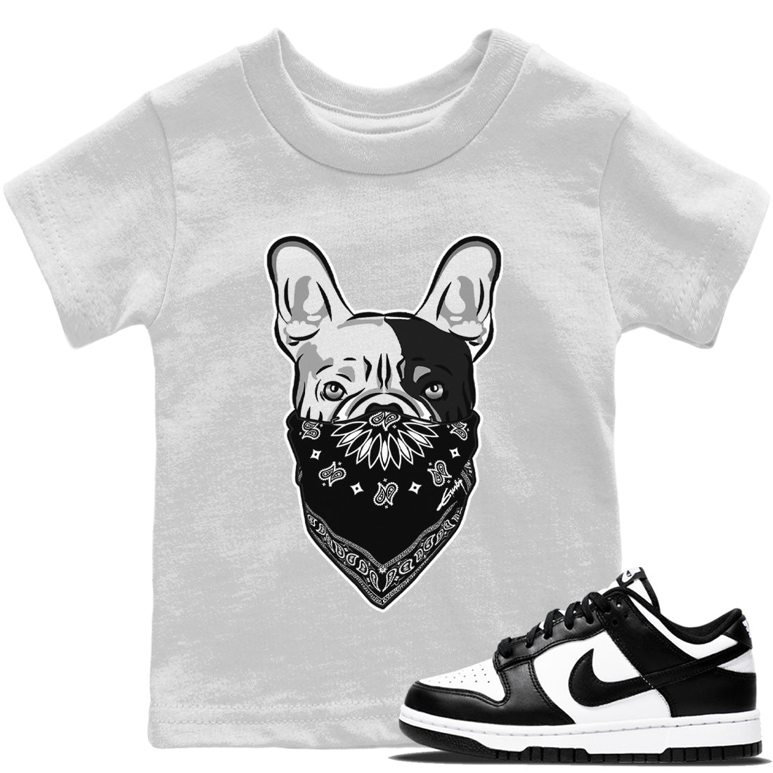 French Bulldog Bandana Kids Tops - Dunk Panda
