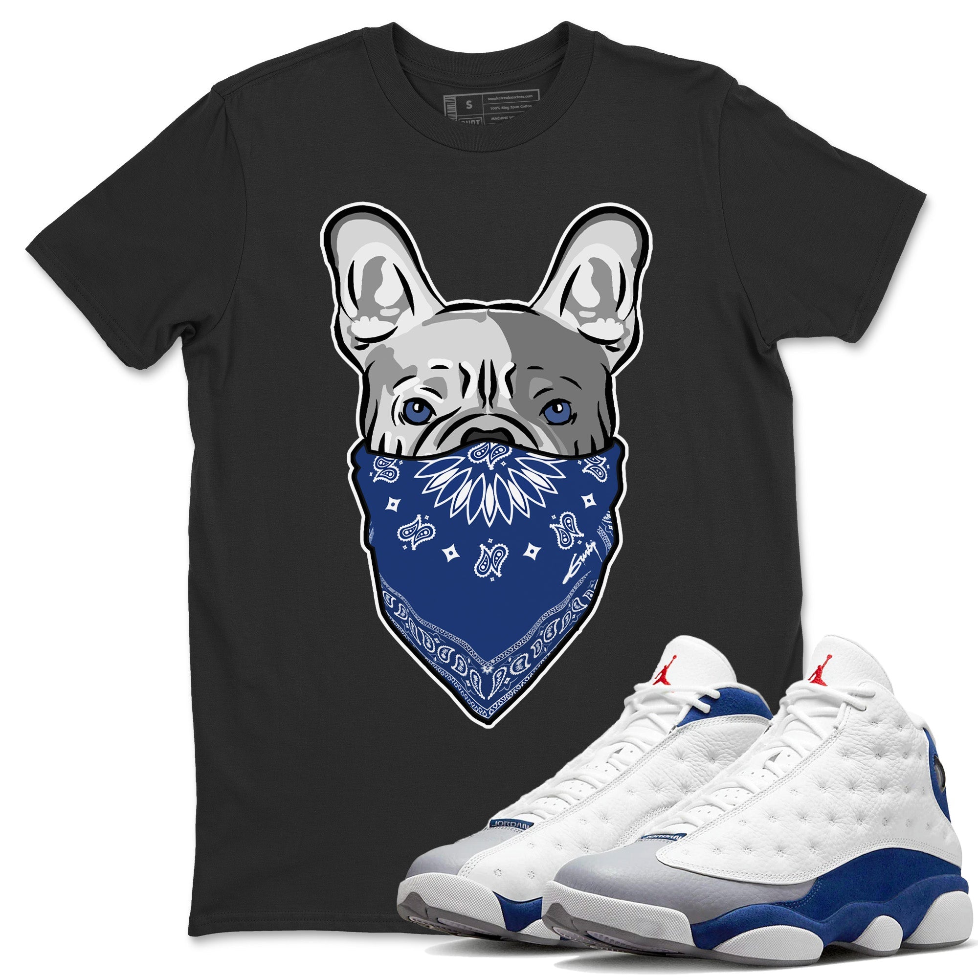 French Bulldog Bandana Unisex Tops - Air Jordan 13 French Blue