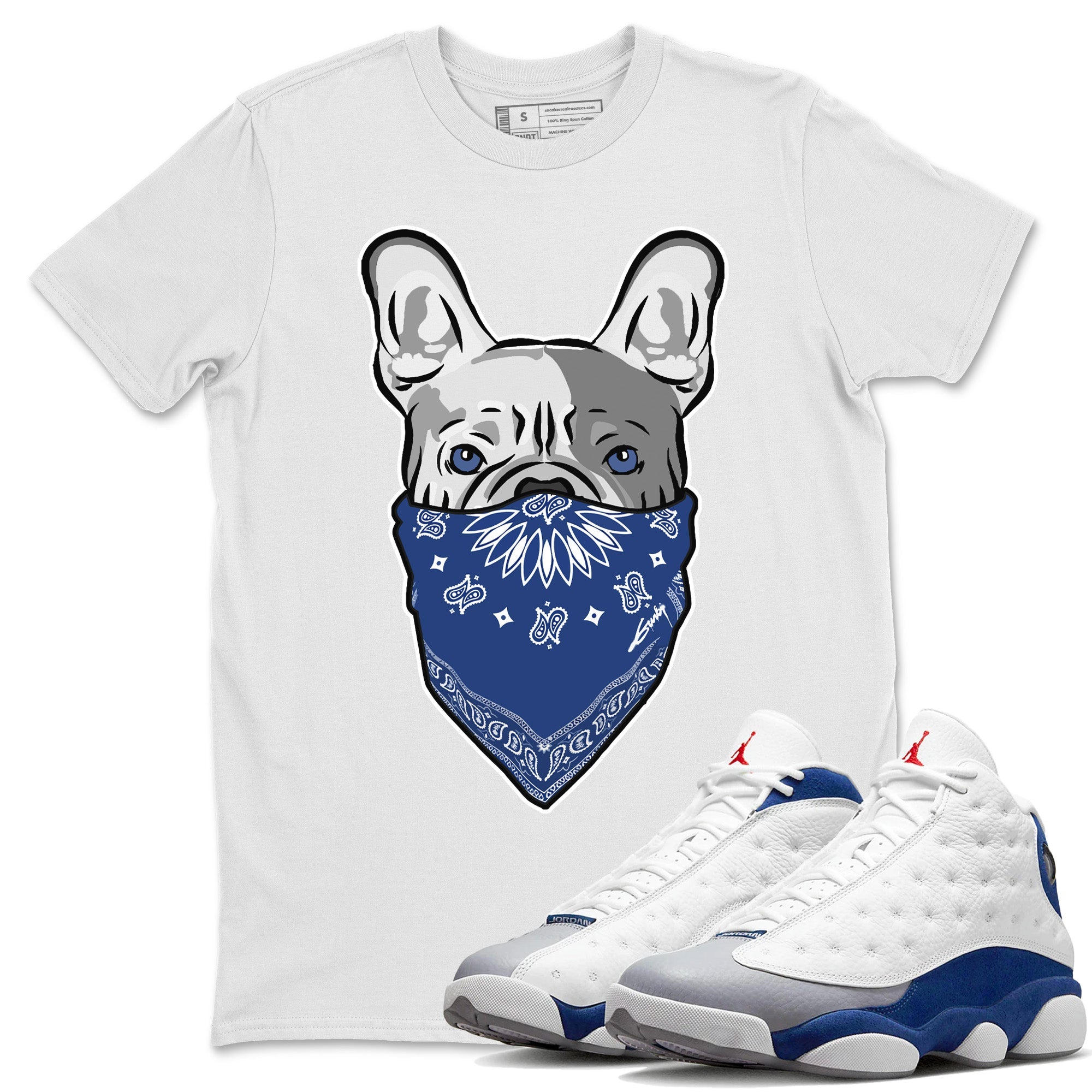 French Bulldog Bandana Unisex Tops - Air Jordan 13 French Blue