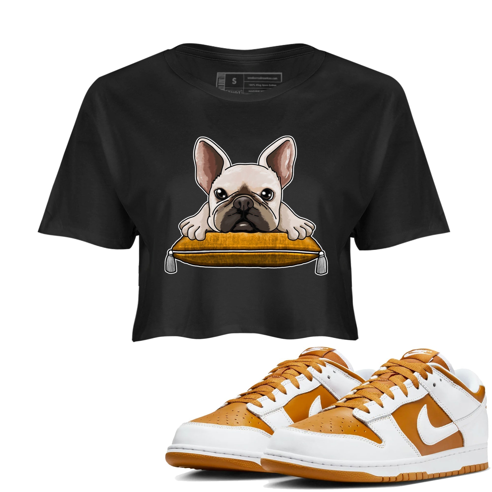 French Bulldog snkmatch Tees Crop Top - Dunk Dark Curry