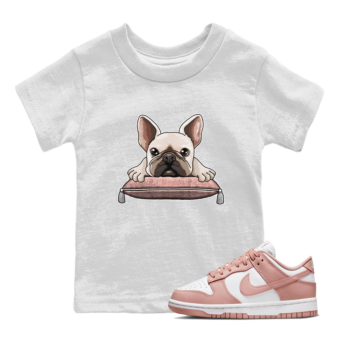 French Bulldog snkmatch Tee Kids - Dunk Rose Whisper