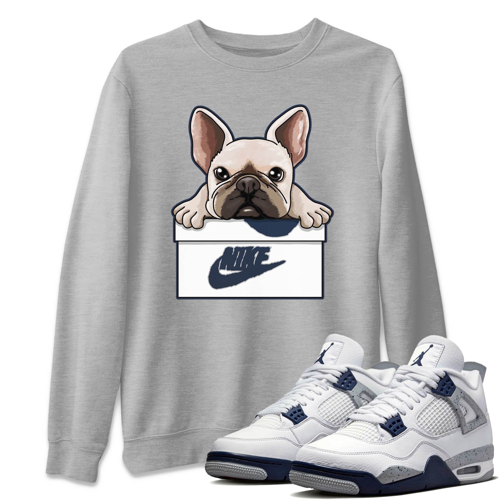 French Bulldog Unisex Tops - Air Jordan 4 Midnight Navy