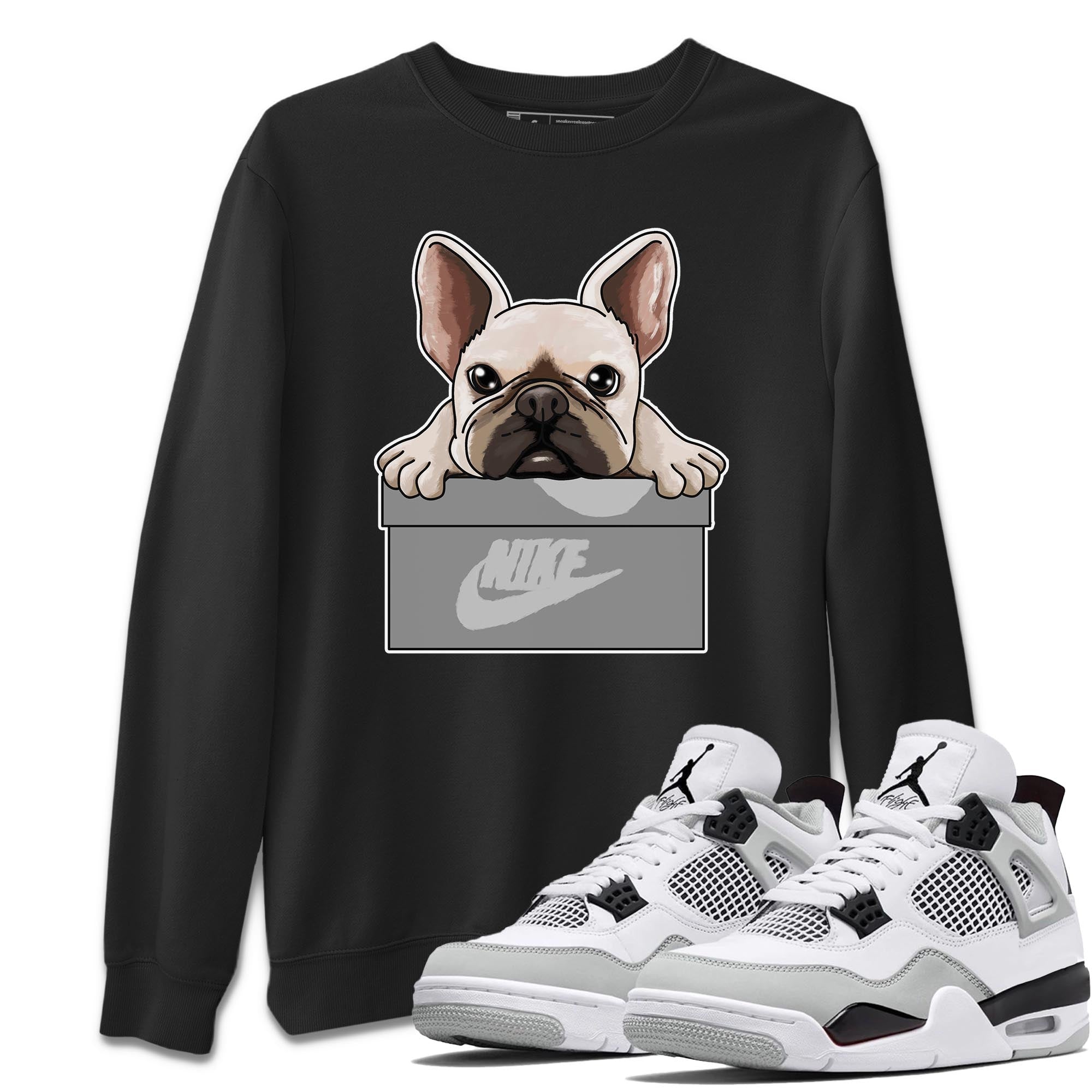 French Bulldog Unisex Tops - Air Jordan 4 Military Black