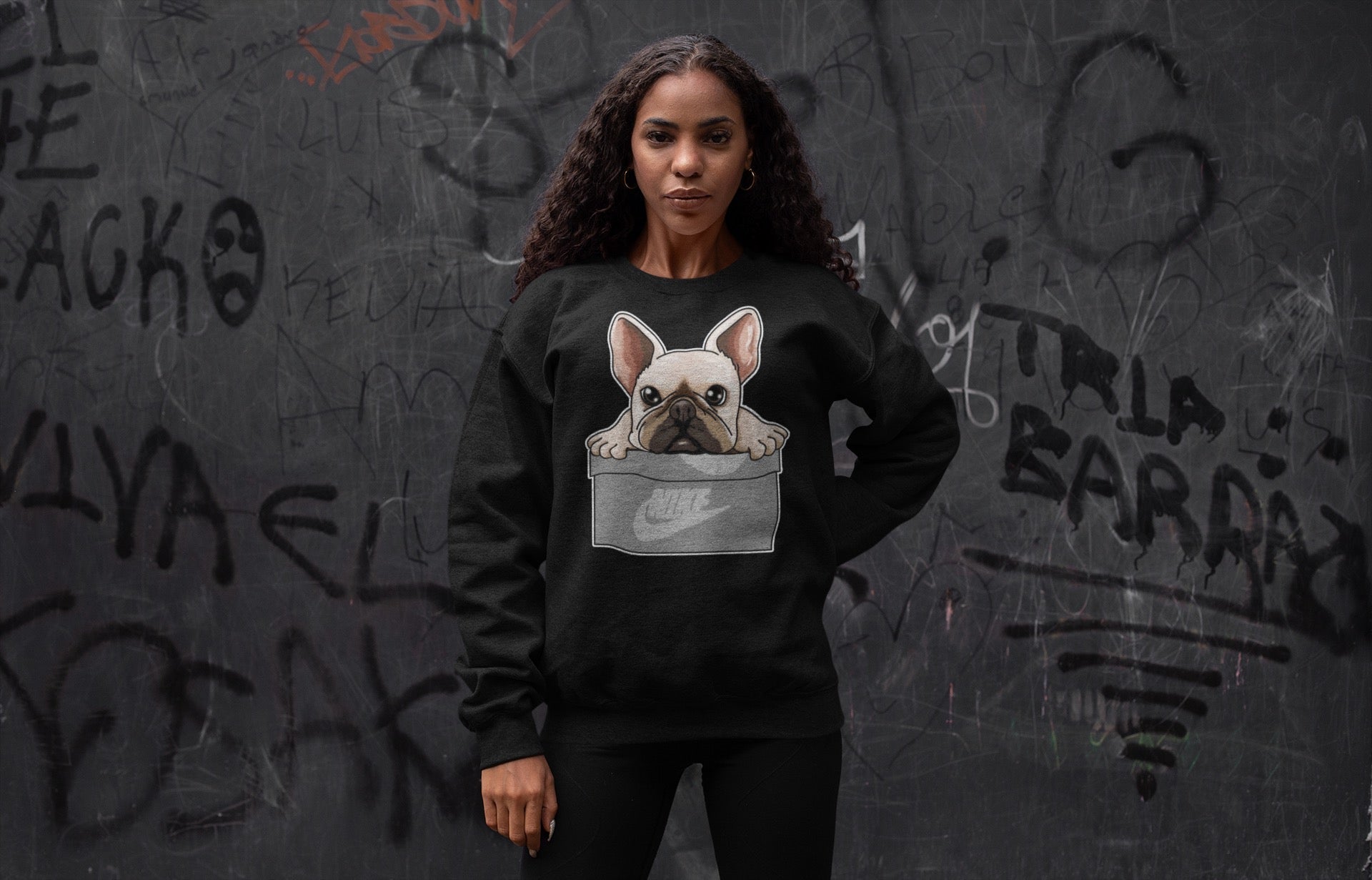 French Bulldog Unisex Tops - Air Jordan 4 Military Black