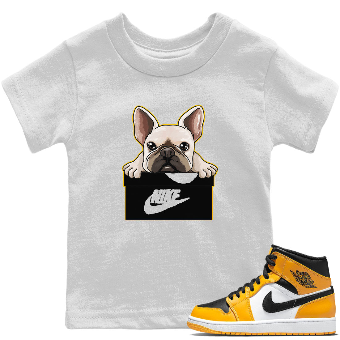 French Bulldog Kids Tops - Air Jordan 1 Taxi