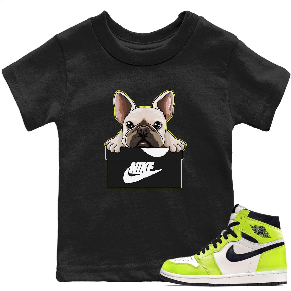French Bulldog Kids Tops - Air Jordan 1 Visionaire