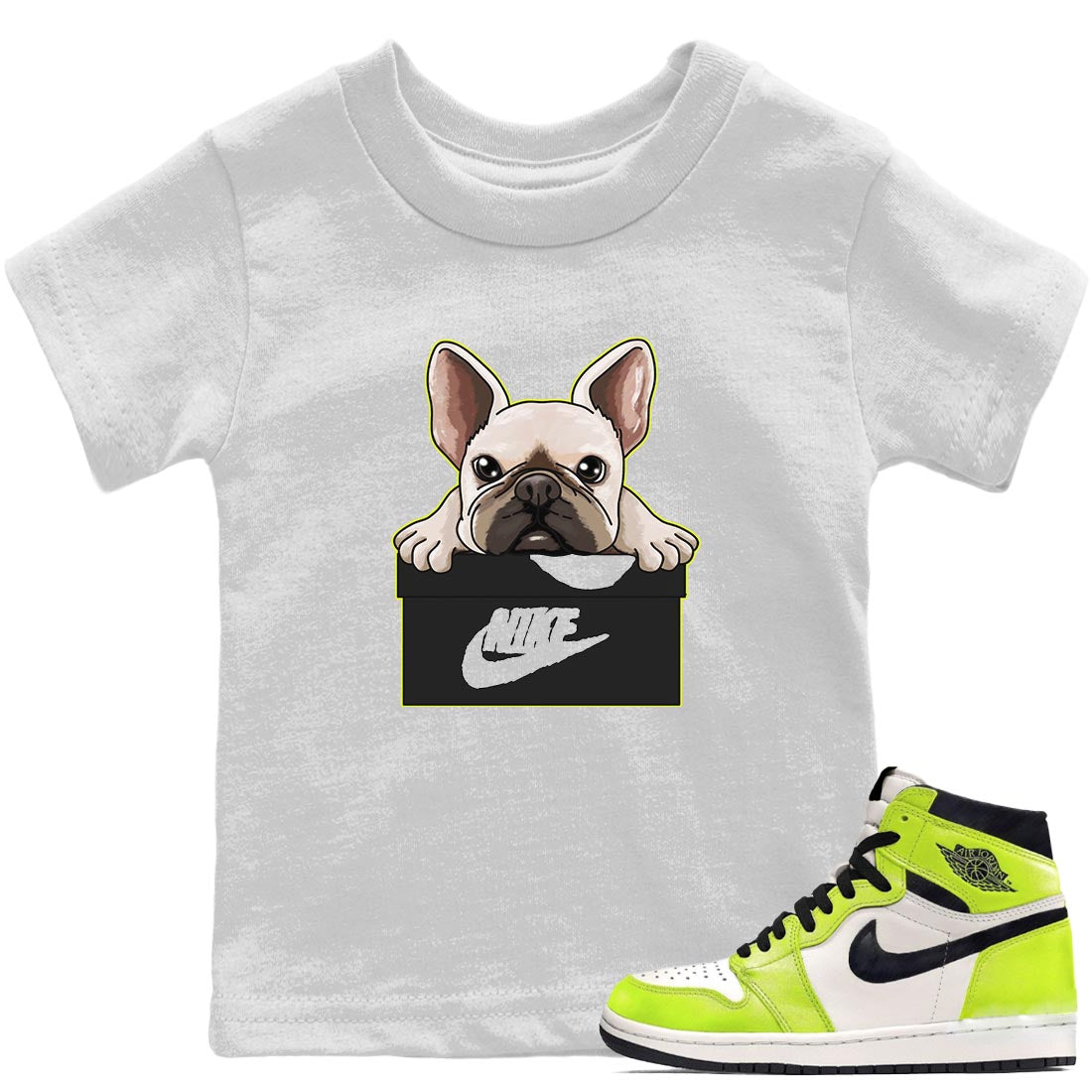 French Bulldog Kids Tops - Air Jordan 1 Visionaire