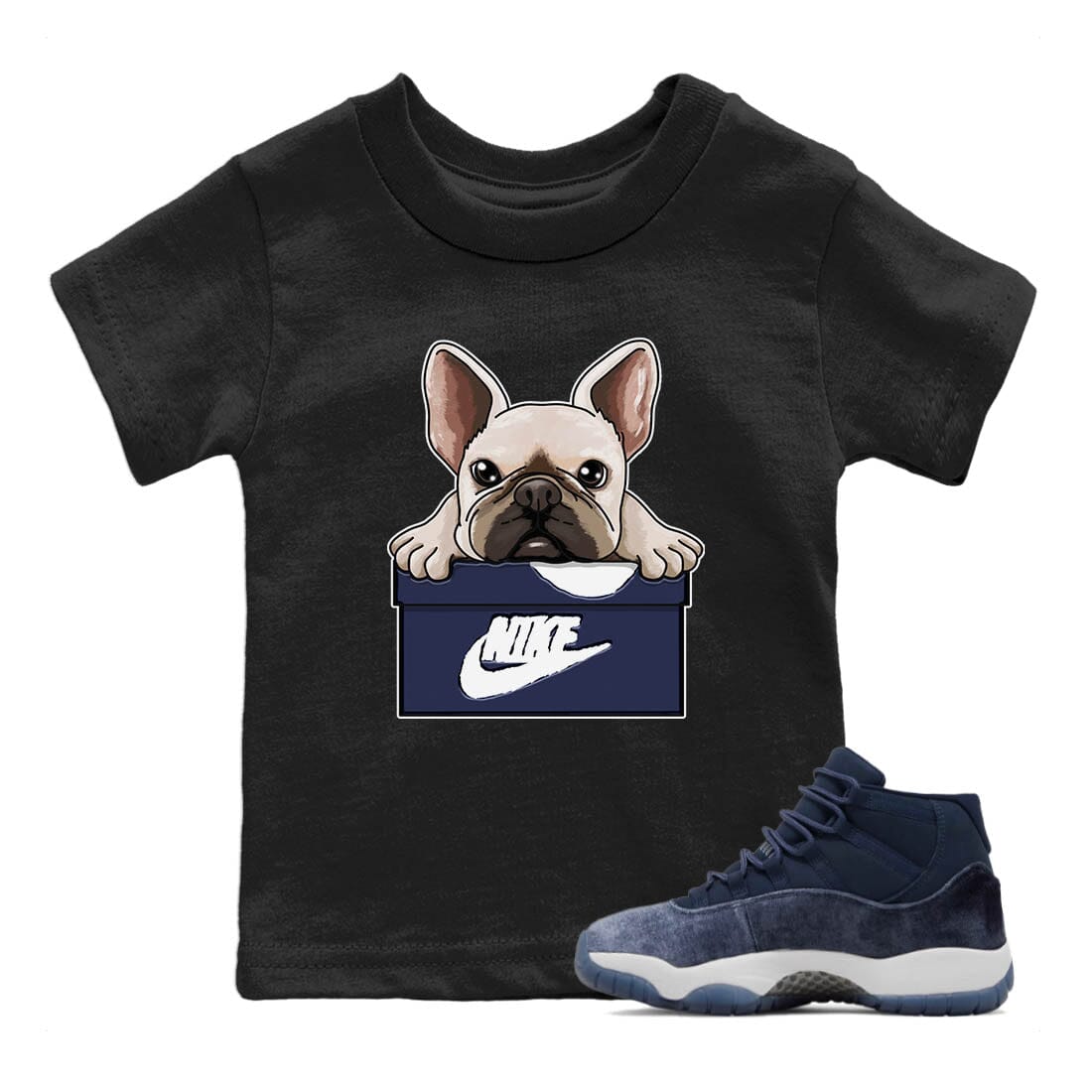 French Bulldog Kids Tops - Air Jordan 11 Midnight Navy