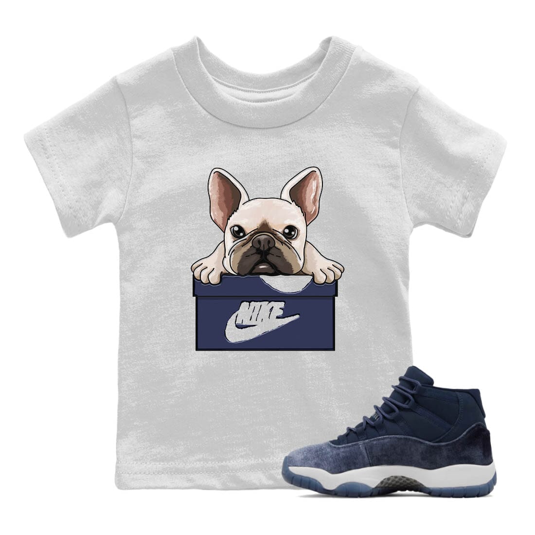 French Bulldog Kids Tops - Air Jordan 11 Midnight Navy
