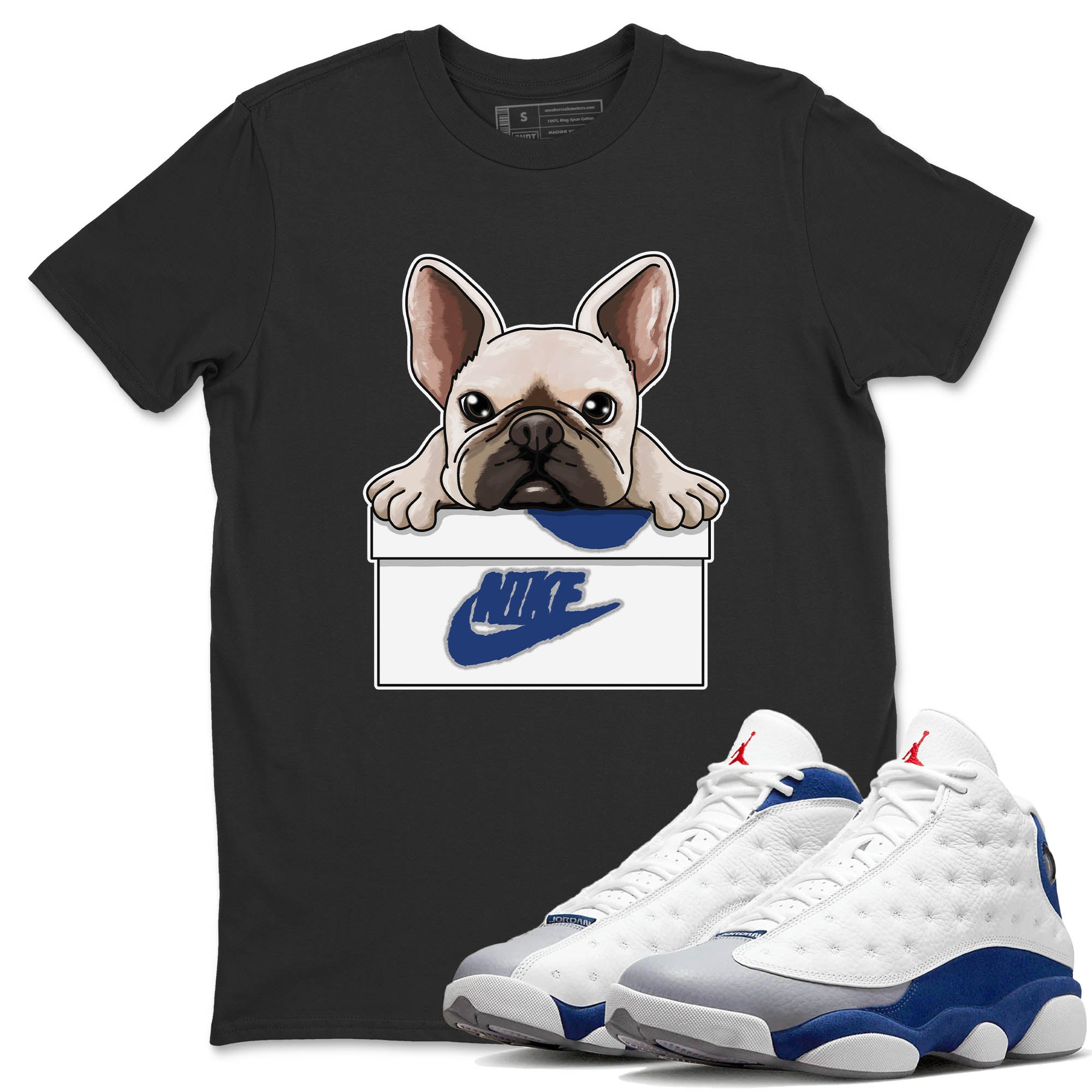 French Bulldog Unisex Tops - Air Jordan 13 French Blue
