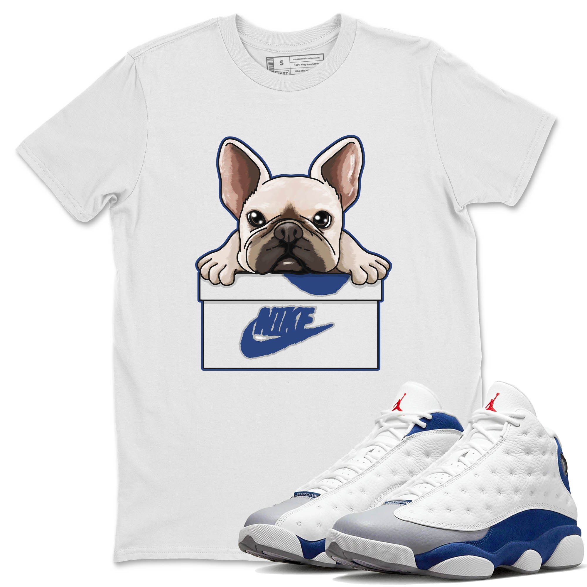 French Bulldog Unisex Tops - Air Jordan 13 French Blue
