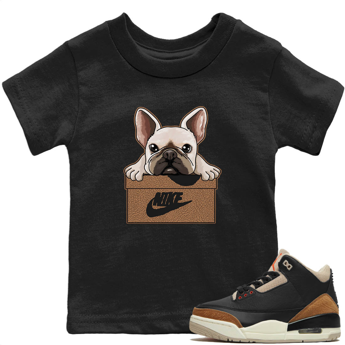 French Bulldog Kids Tops - Air Jordan 3 Desert Elephant