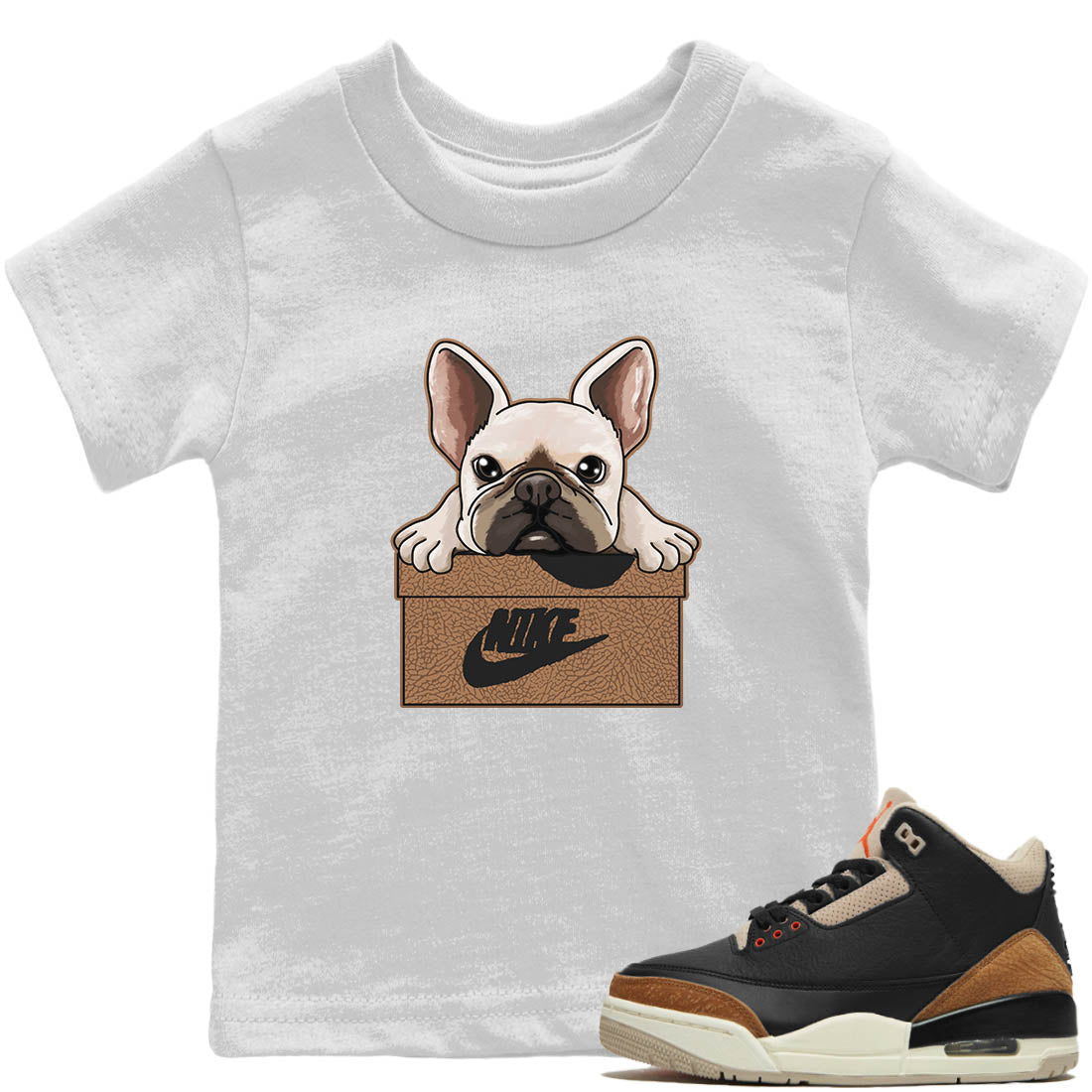 French Bulldog Kids Tops - Air Jordan 3 Desert Elephant