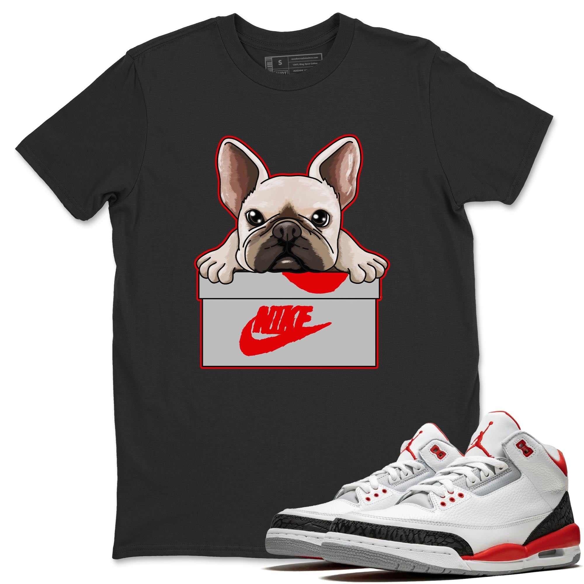 French Bulldog Unisex Tops - Air Jordan 3 Fire Red