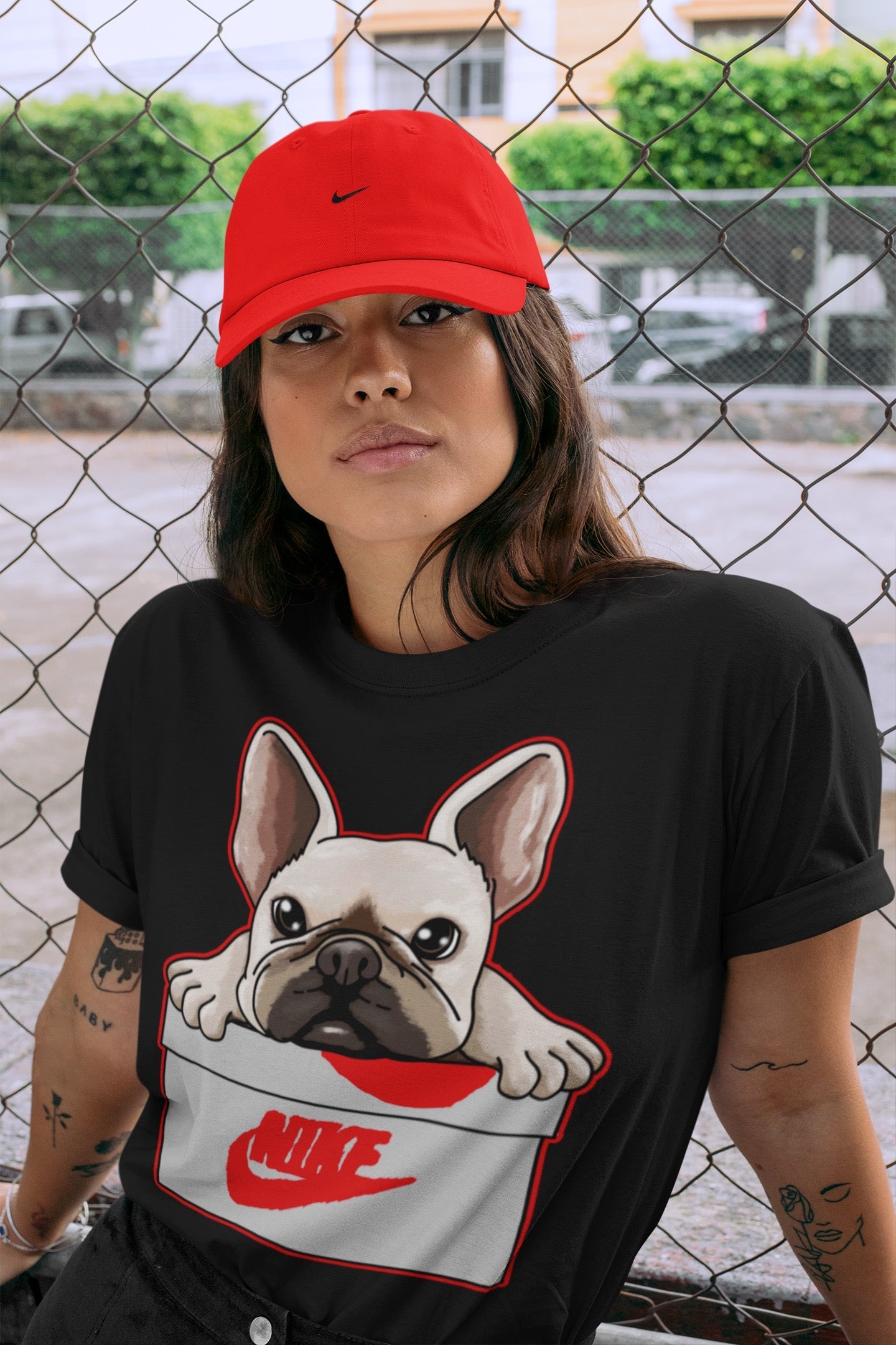 French Bulldog Unisex Tops - Air Jordan 3 Fire Red