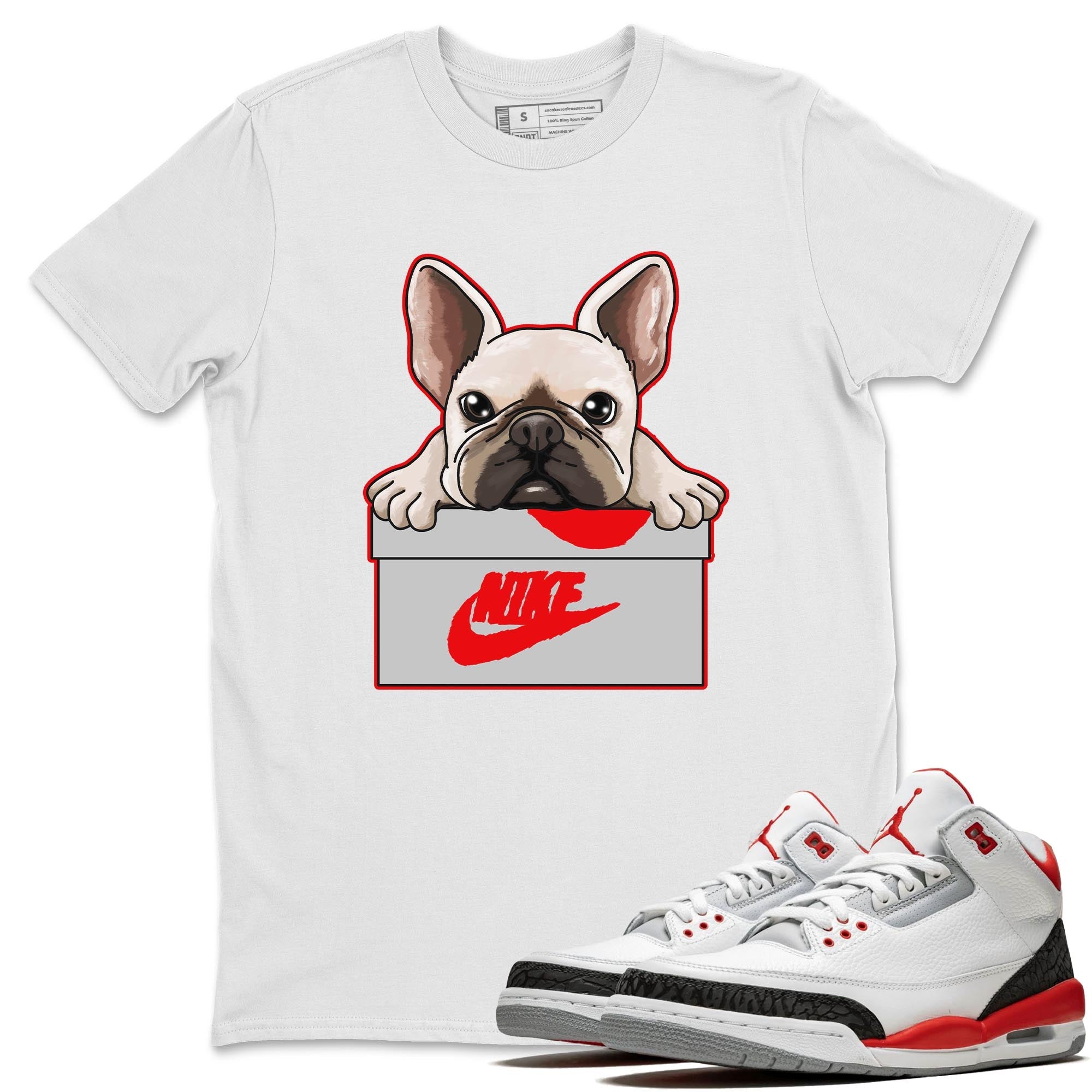 French Bulldog Unisex Tops - Air Jordan 3 Fire Red
