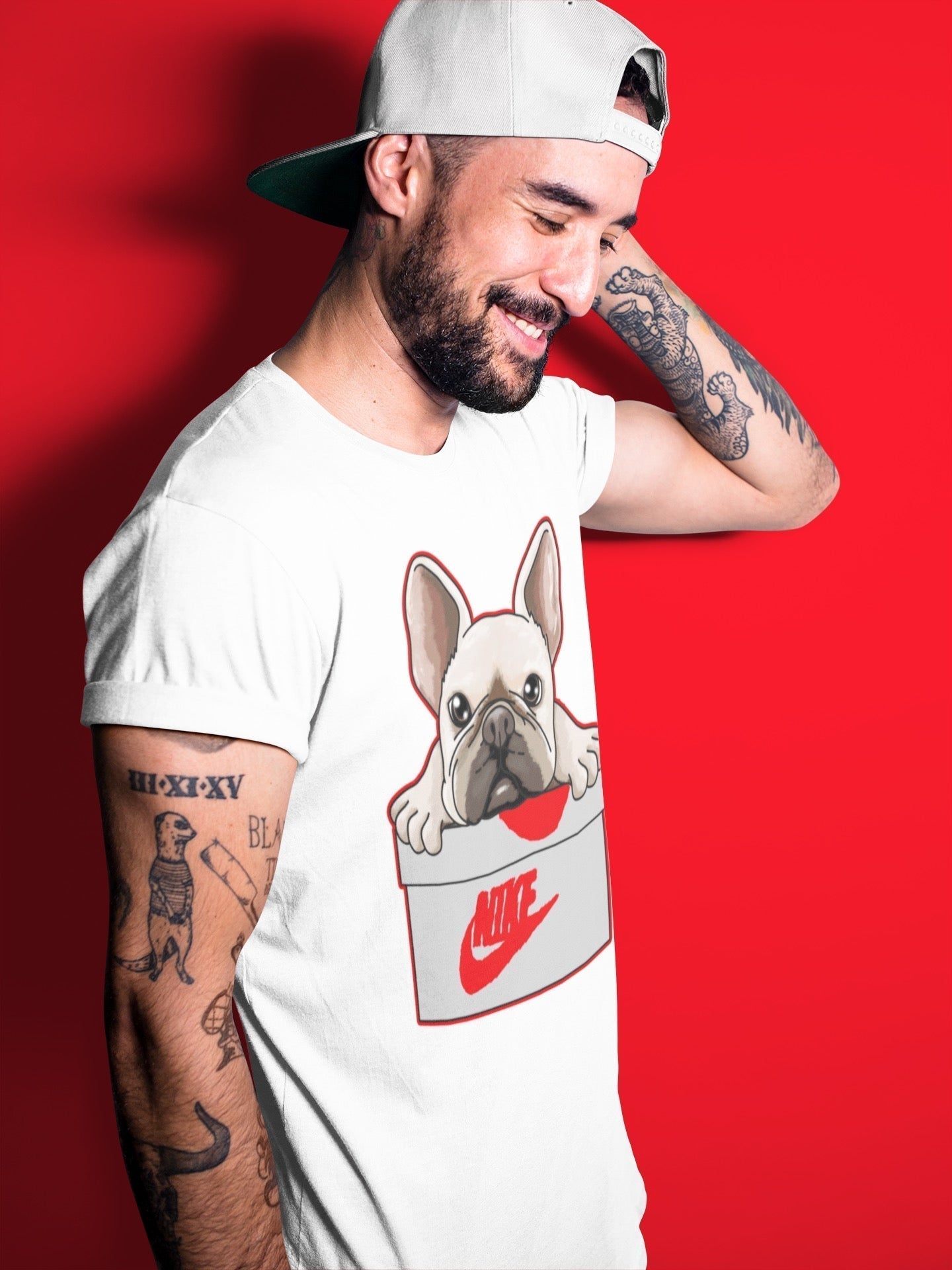 French Bulldog Unisex Tops - Air Jordan 3 Fire Red