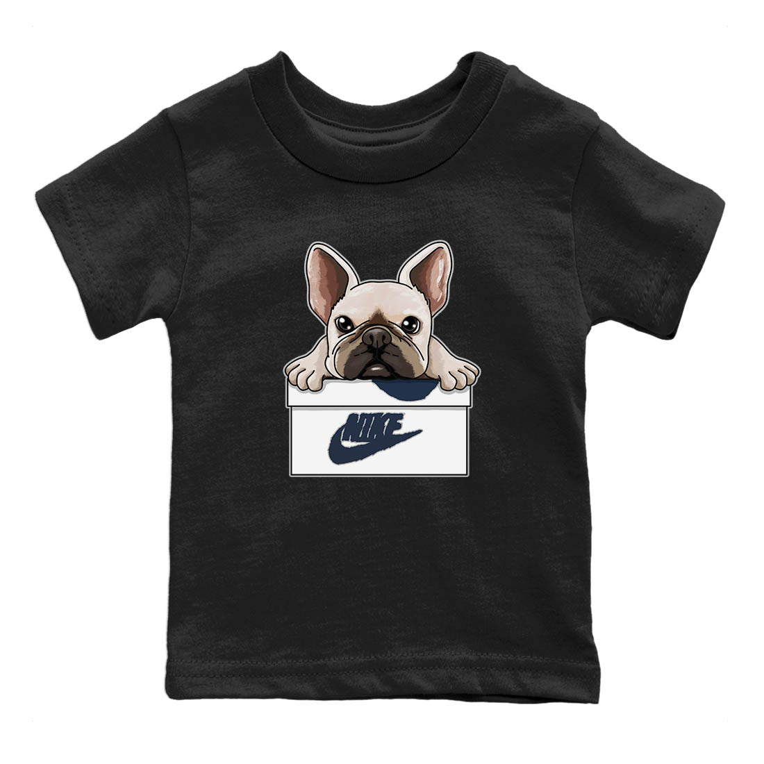 French Bulldog Kids Tops - Air Jordan 4 Midnight Navy