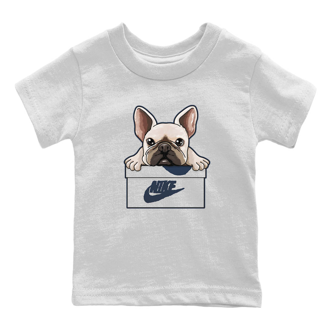French Bulldog Kids Tops - Air Jordan 4 Midnight Navy