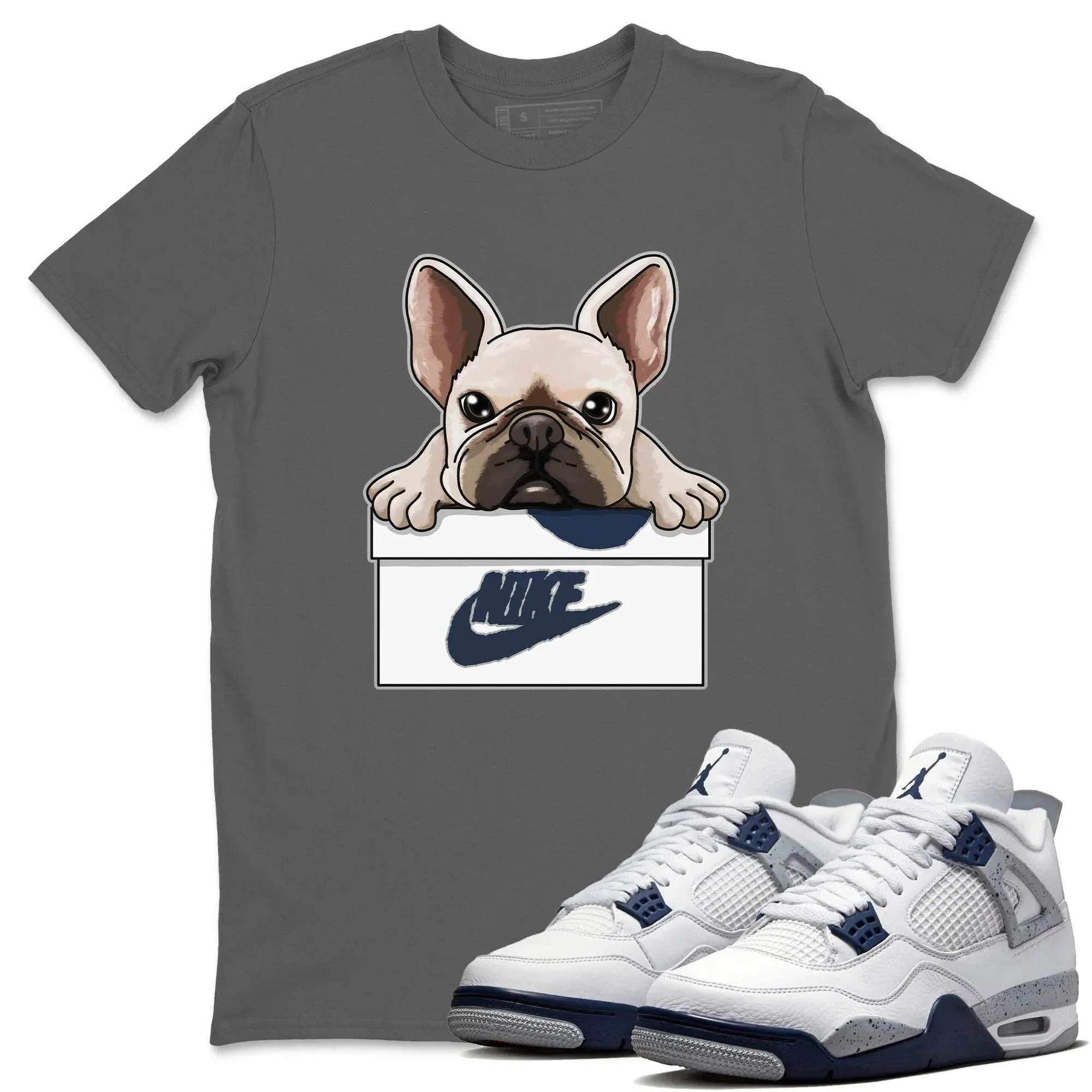 French Bulldog Unisex Tops - Air Jordan 4 Midnight Navy