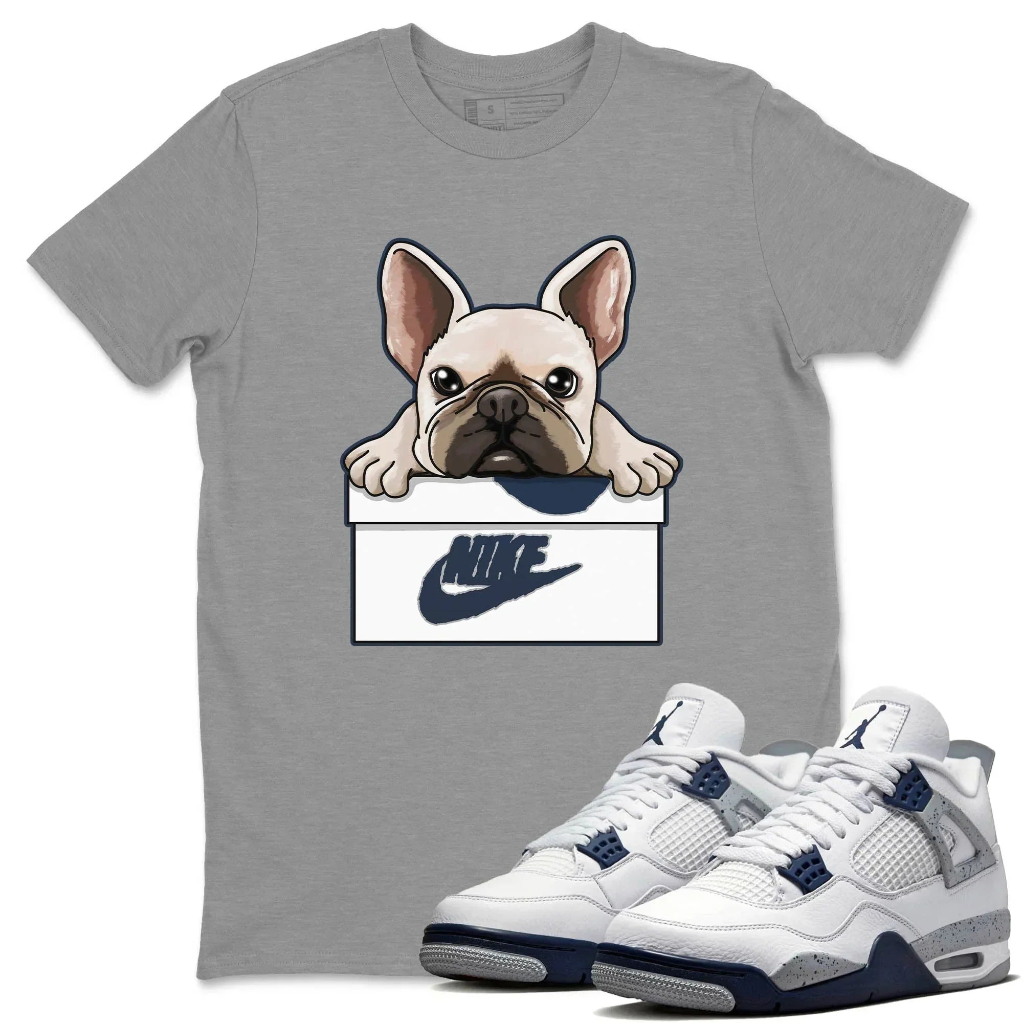 French Bulldog Unisex Tops - Air Jordan 4 Midnight Navy