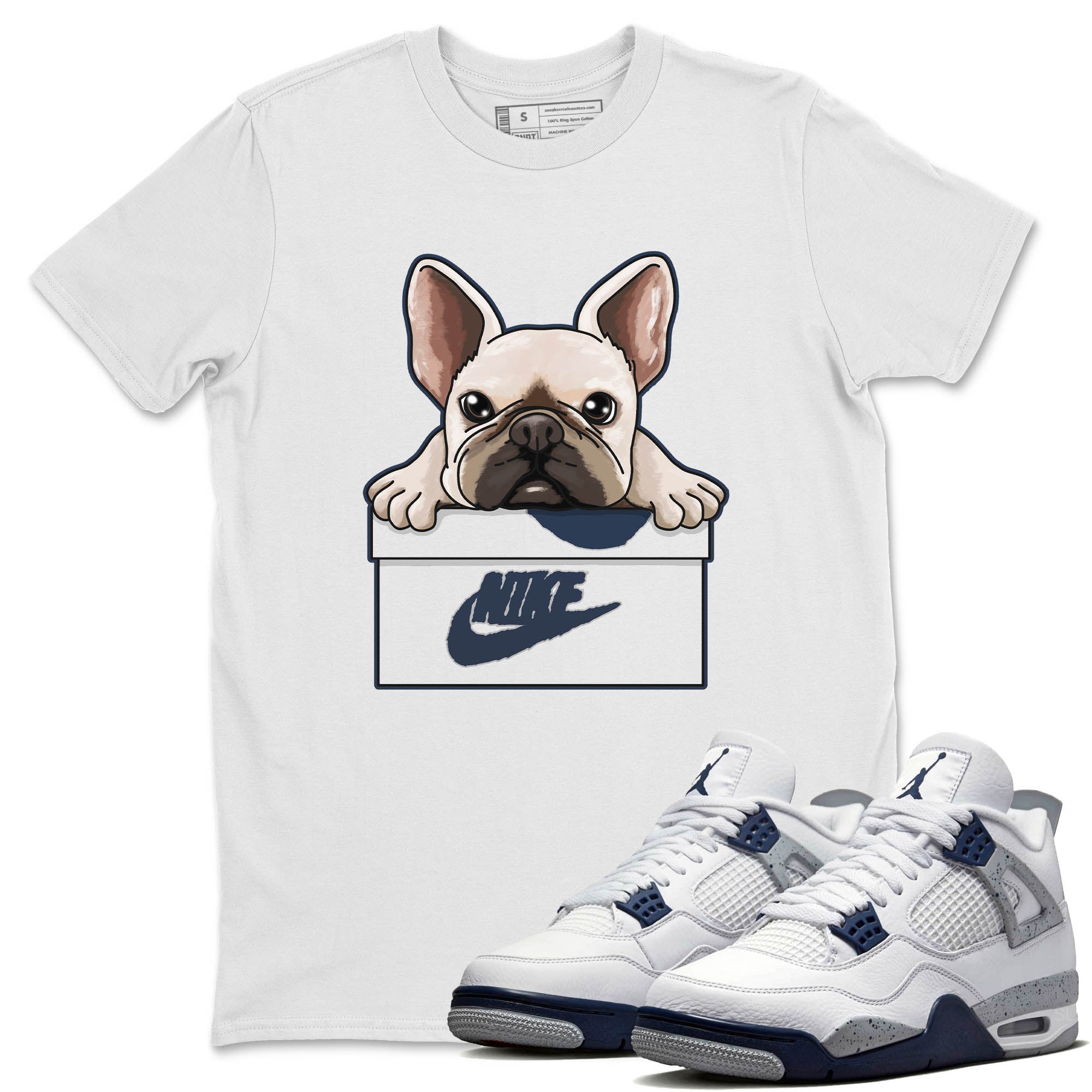 French Bulldog Unisex Tops - Air Jordan 4 Midnight Navy