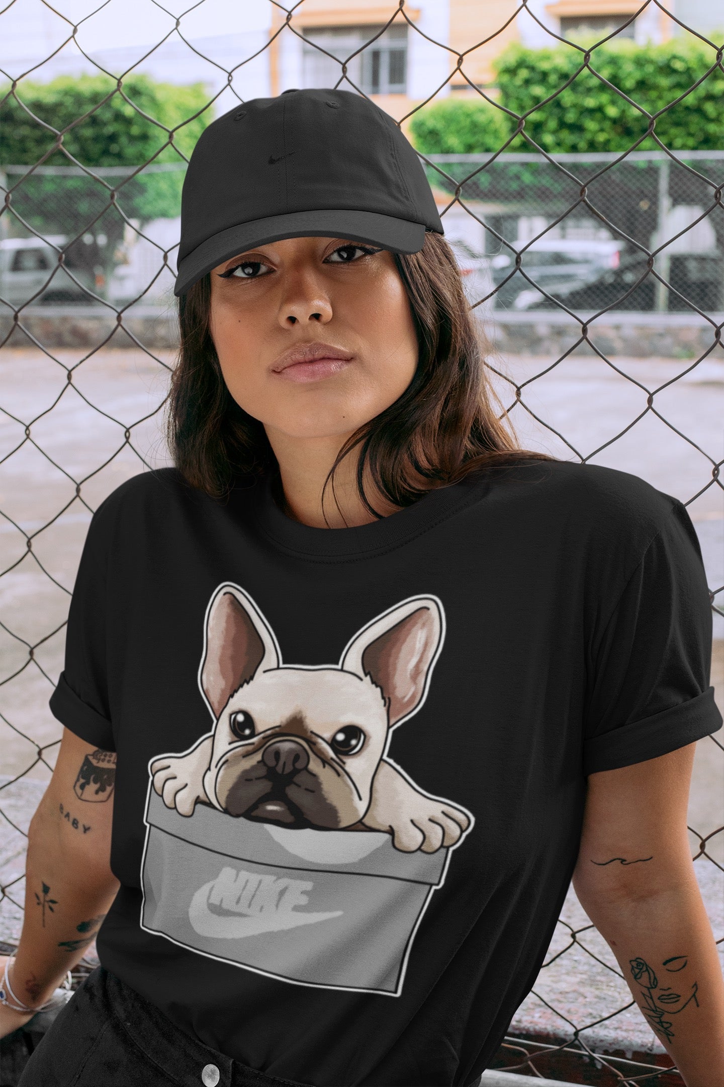 French Bulldog Unisex Tops - Air Jordan 4 Military Black