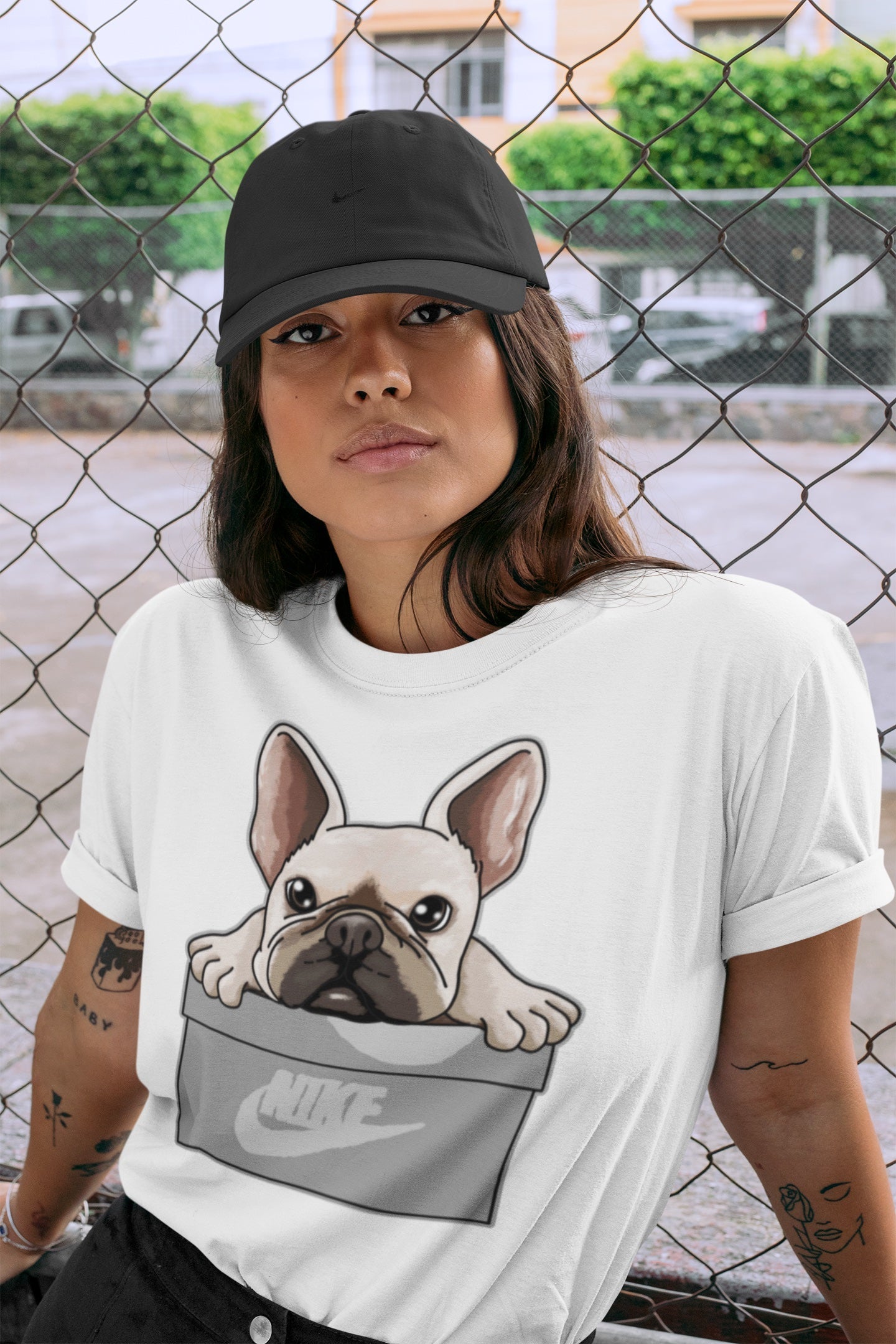 French Bulldog Unisex Tops - Air Jordan 4 Military Black