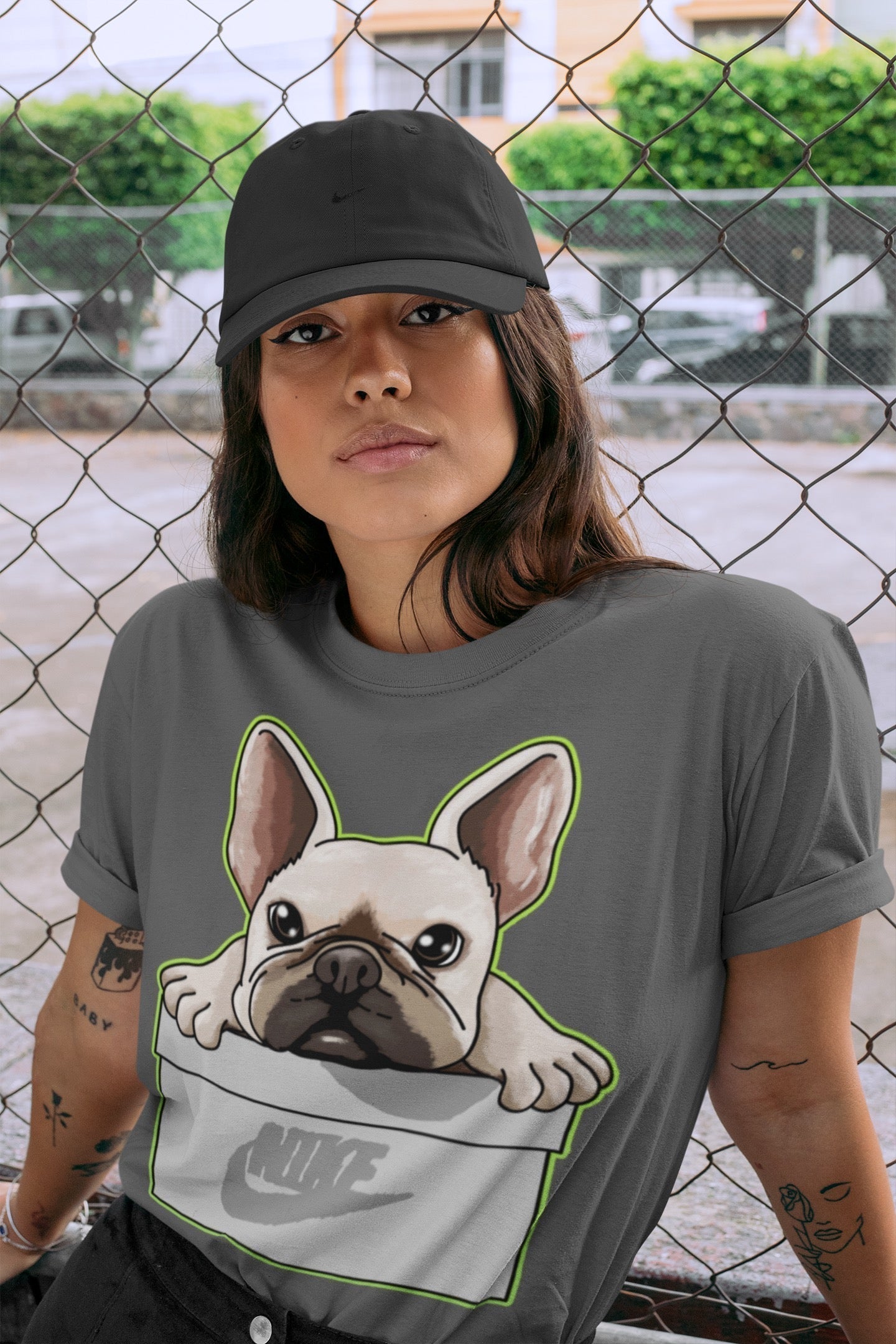 French Bulldog Unisex Tops - Air Jordan 5 Green Bean