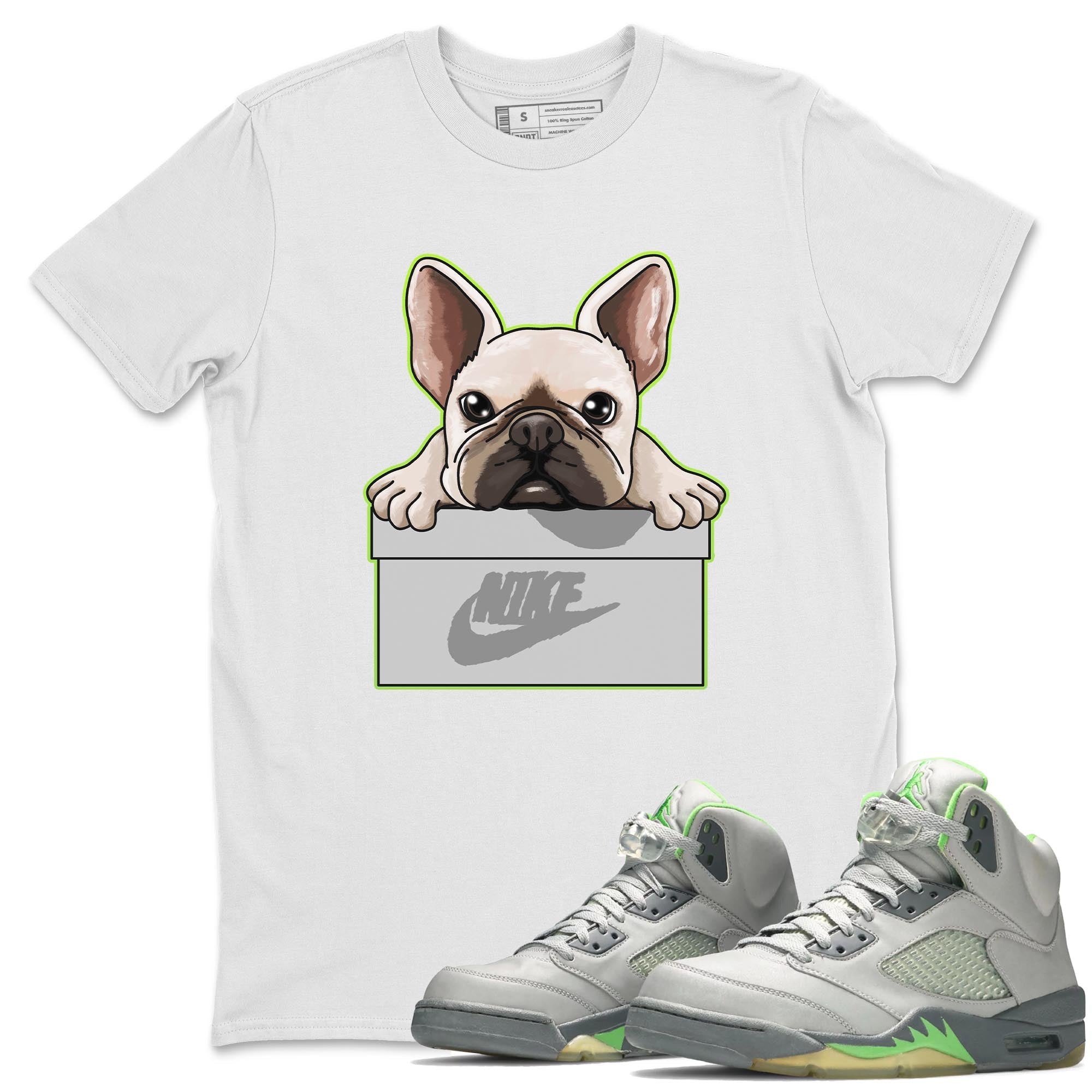 French Bulldog Unisex Tops - Air Jordan 5 Green Bean