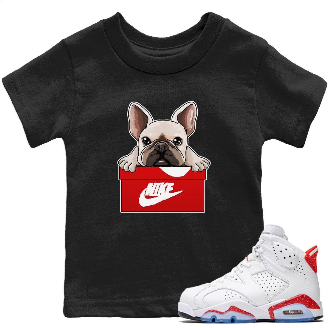 French Bulldog Kids Tops - Air Jordan 6 Red Velvet Cookies