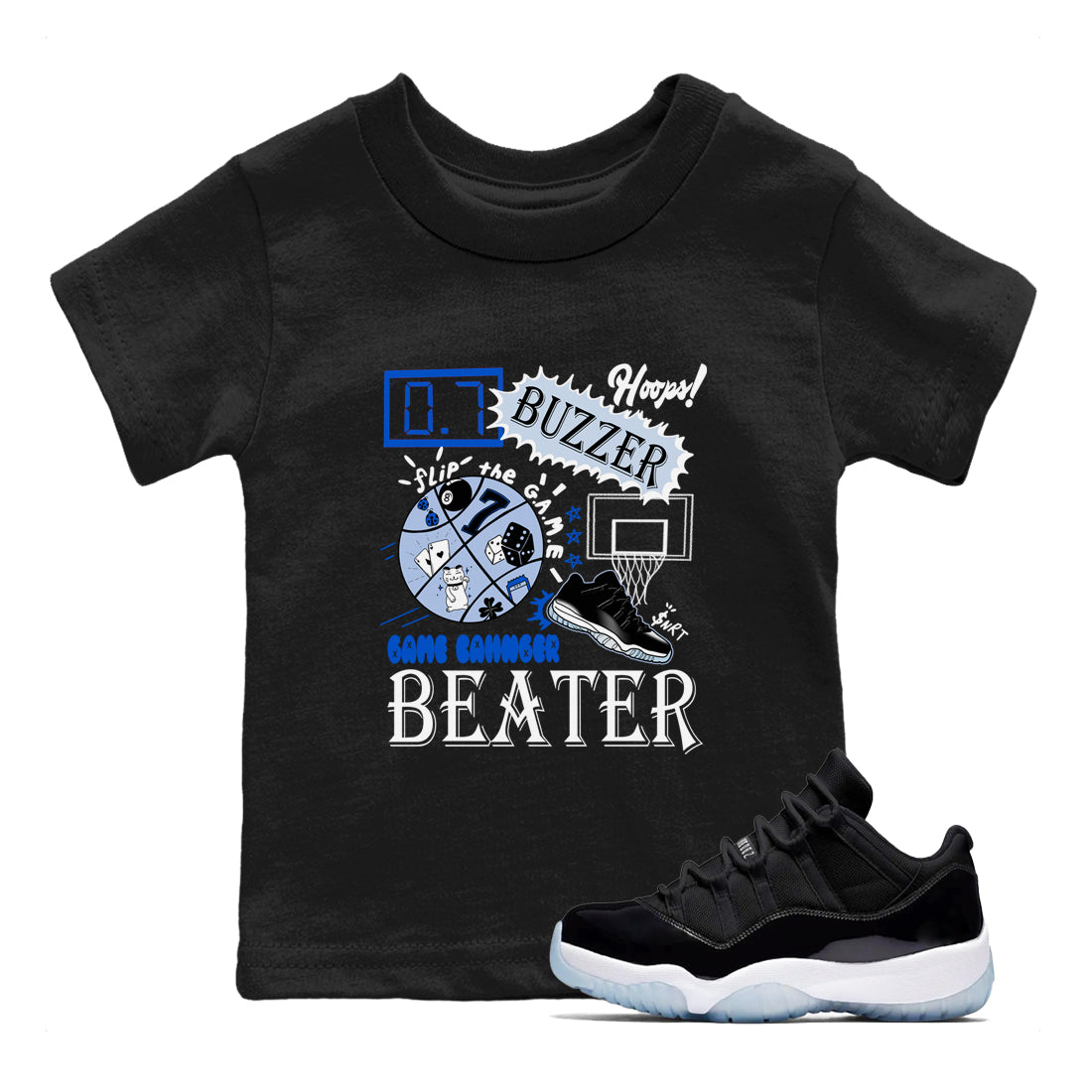 Game Changer snkmatch Tees Kids - Air Jordan 11 Black and Varsity Royal