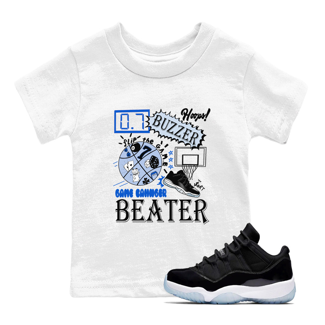 Game Changer snkmatch Tees Kids - Air Jordan 11 Black and Varsity Royal