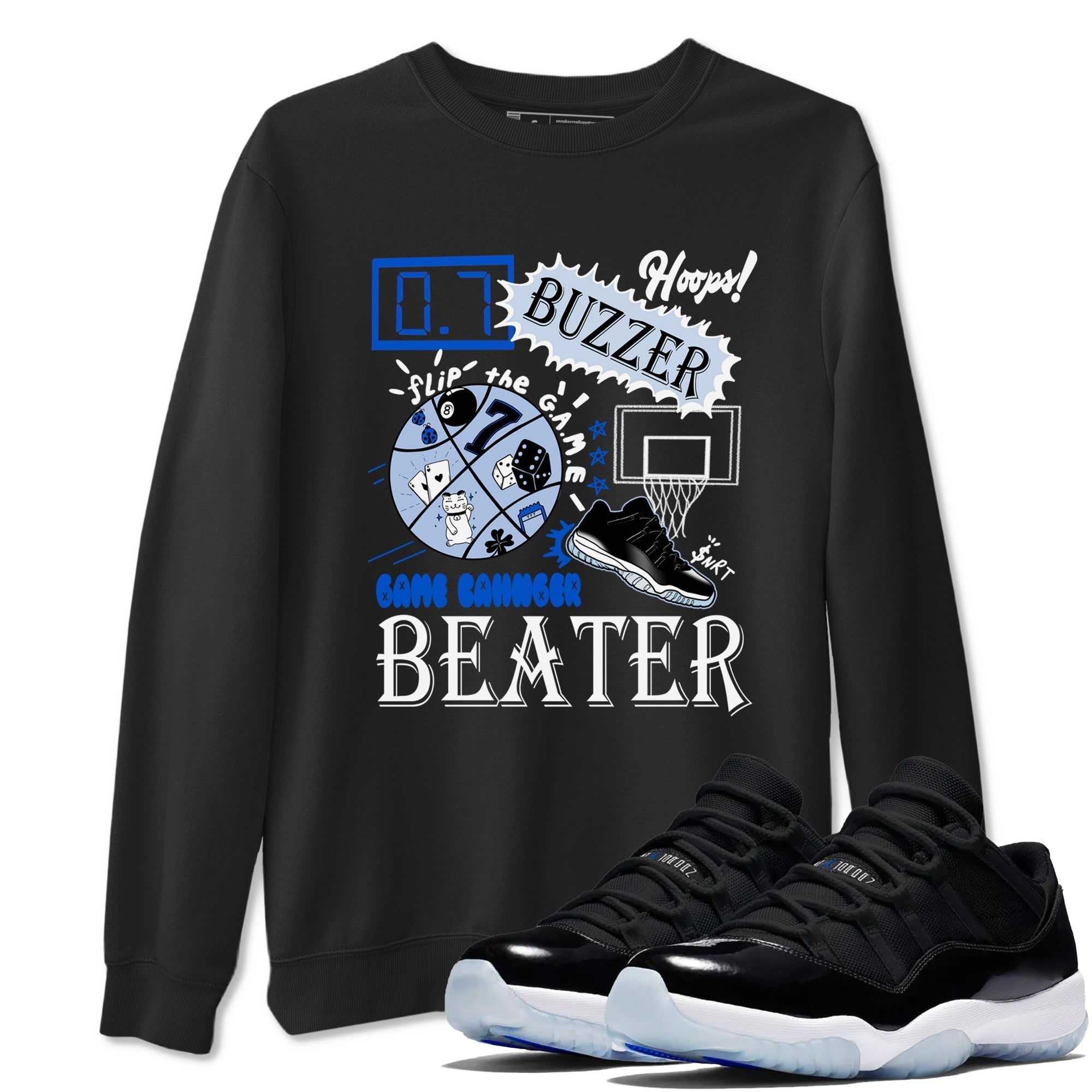 Game Changer snkmatch Tees - Air Jordan 11 Black and Varsity Royal