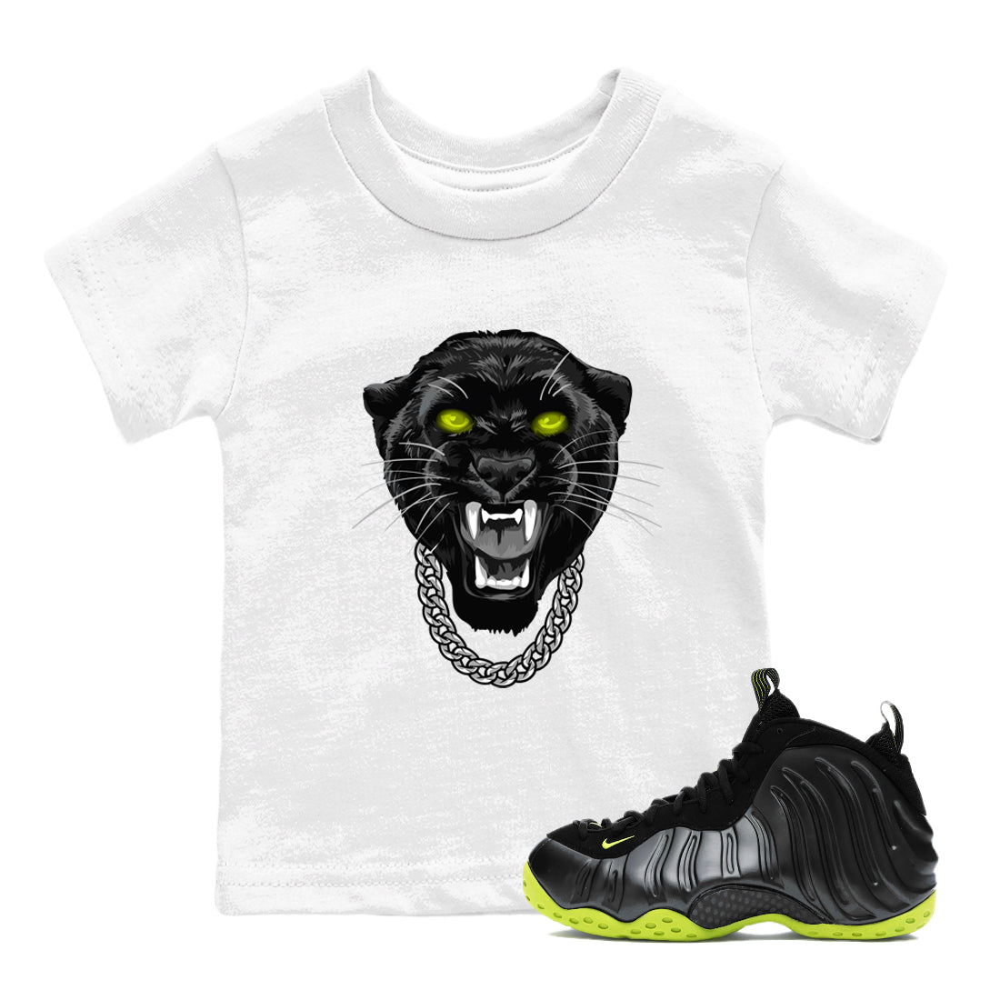 Gangster Black Cat snkmatch Tees Kids - Air Foamposite One Black Volt