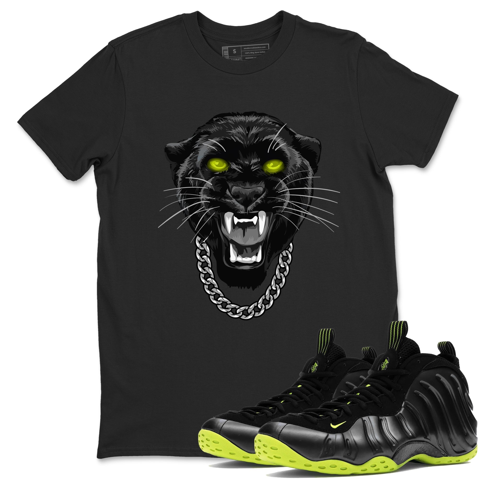 Gangster Black Cat snkmatch Tees - Air Foamposite One Black Volt