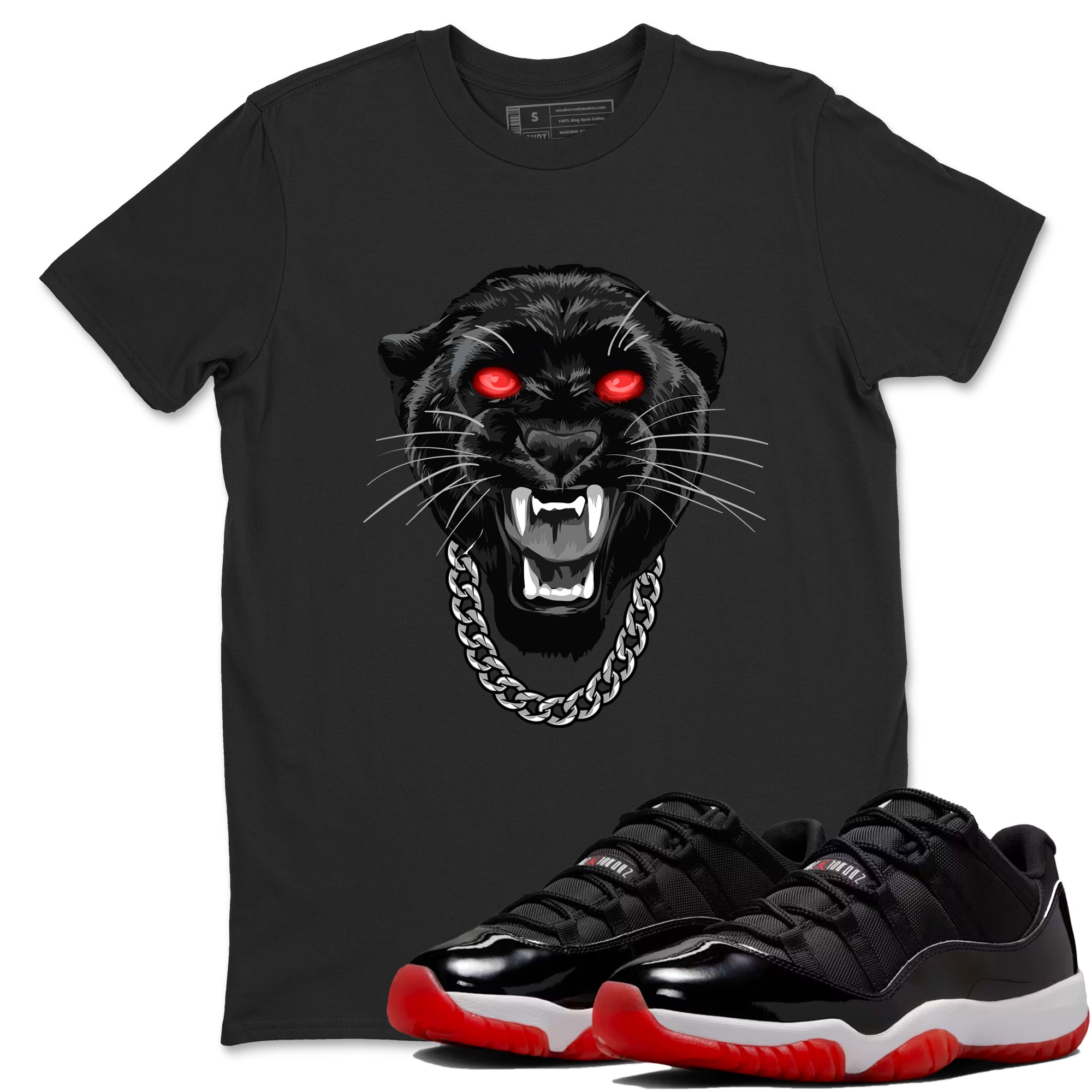 Gangster Black Cat snkmatch Tees - Air Jordan 11 Bred