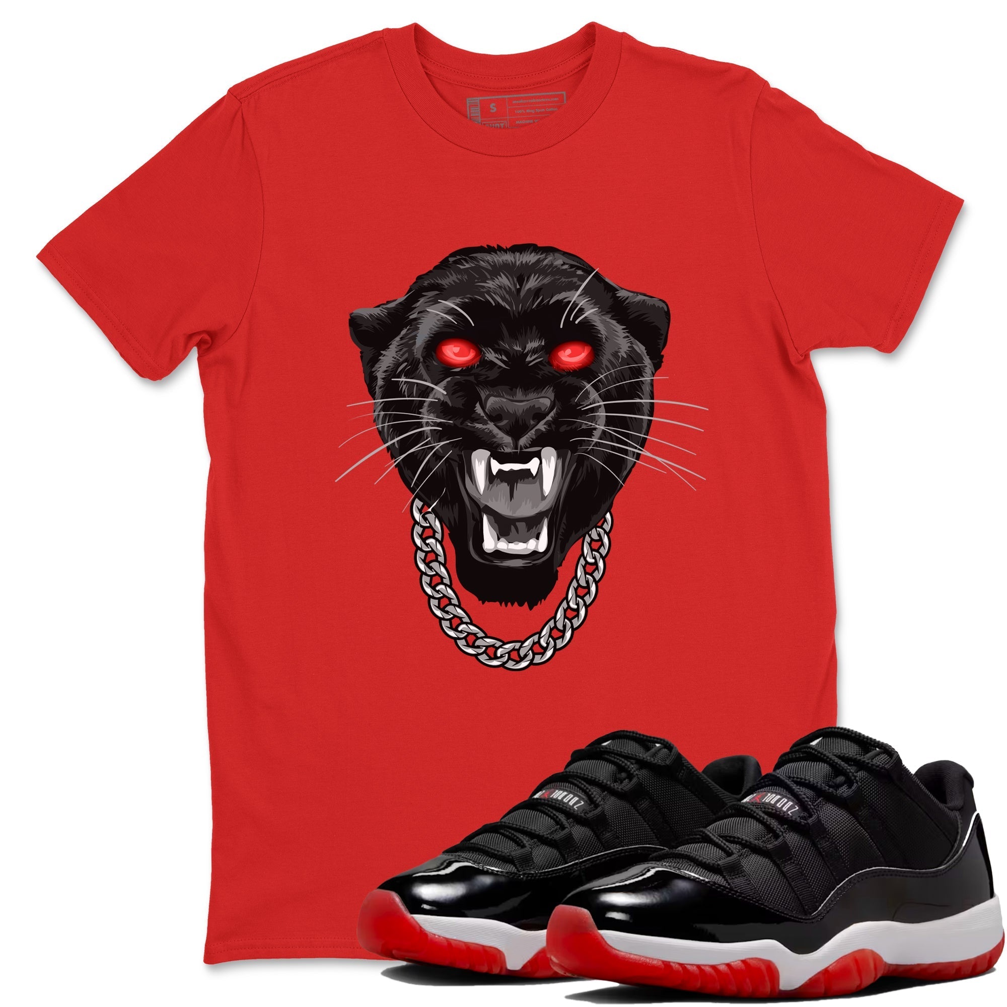Gangster Black Cat snkmatch Tees - Air Jordan 11 Bred