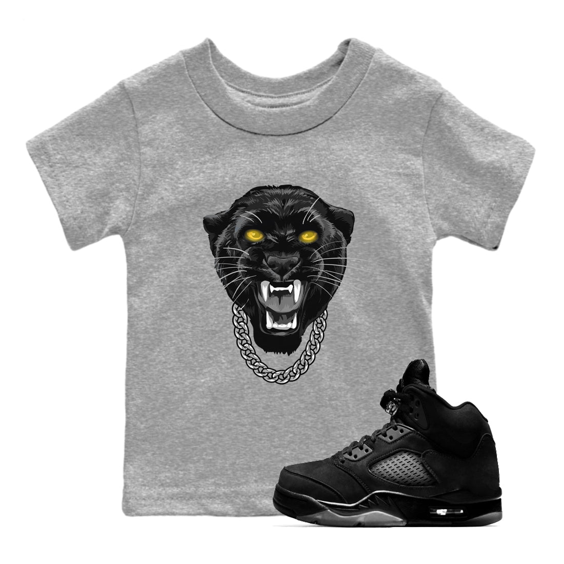 Gangster Black Cat snkmatch Tees Kids - Air Jordan 5 Black Cat