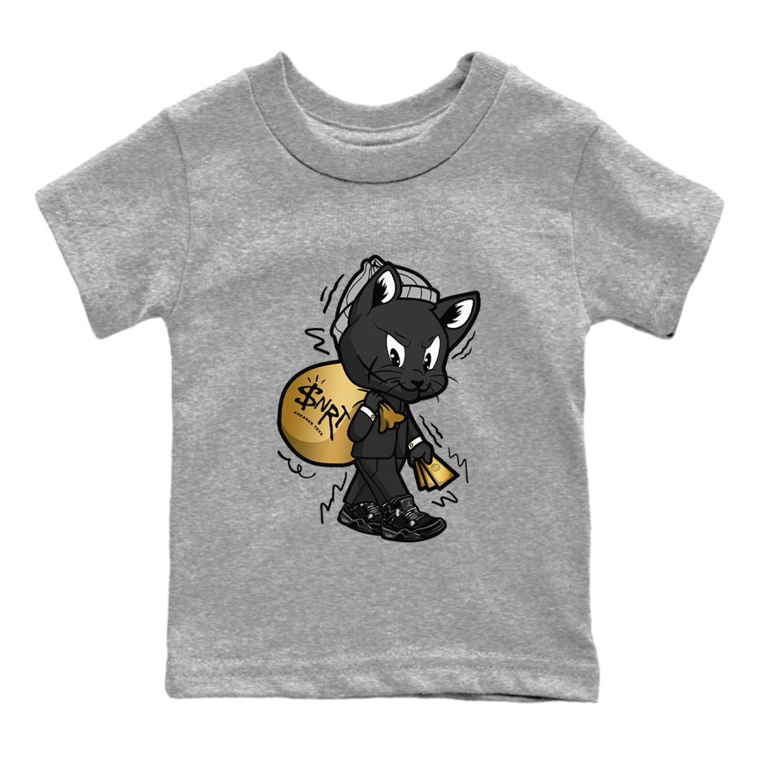 Gangster Cat snkmatch Tees Kids - Air Jordan 4 Black Cat